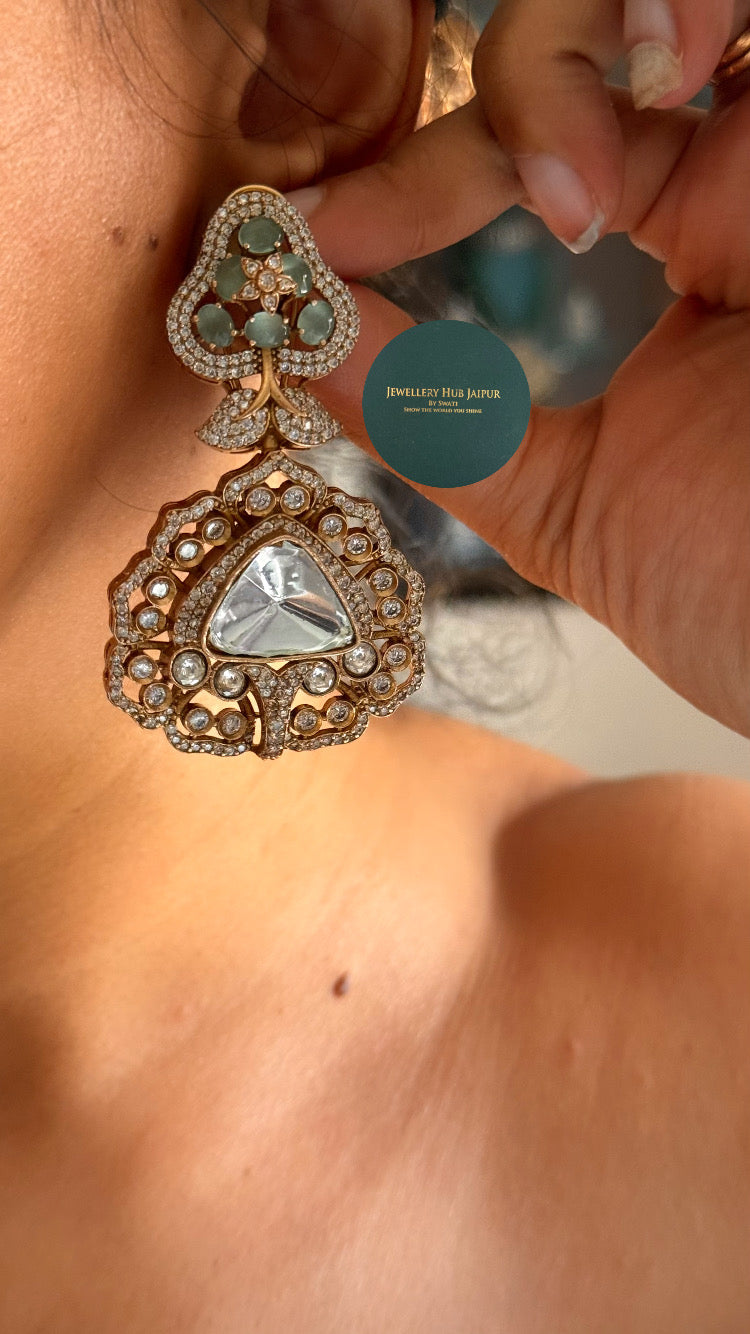 Mint & moissanite polki designer choker set