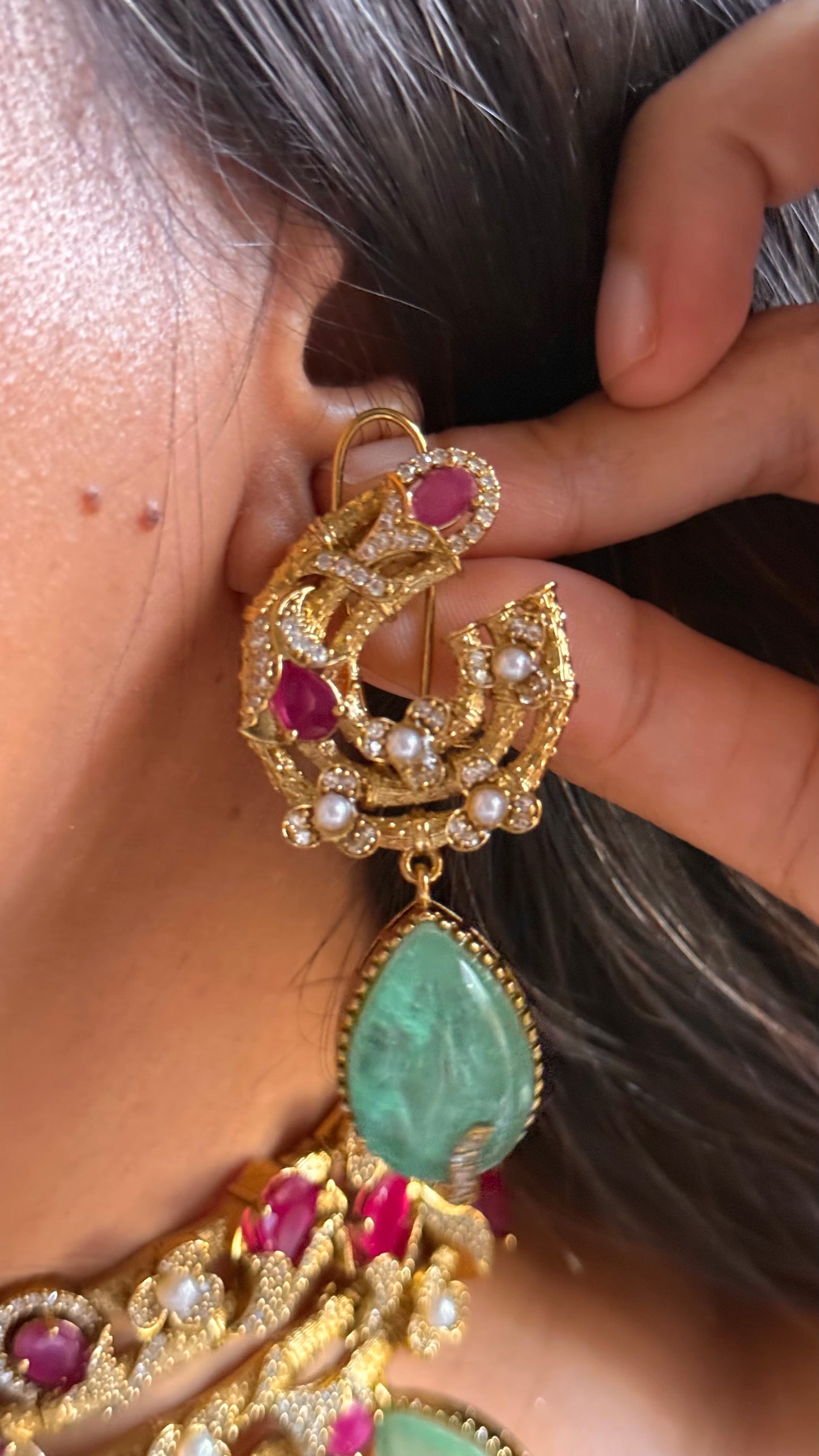 Rani pink & mint cocktail statement choker