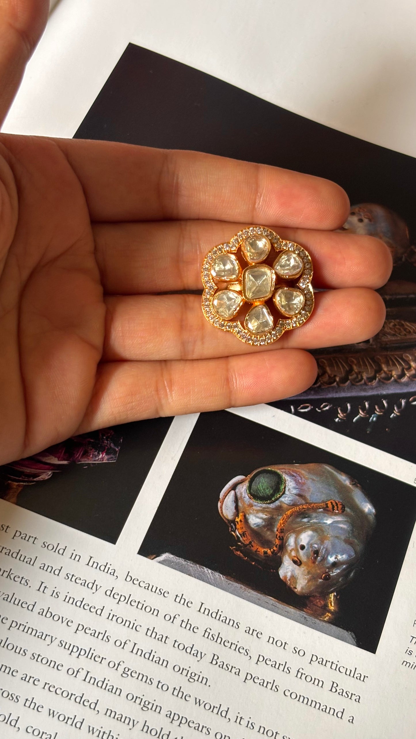 Diamond peeli polki ring