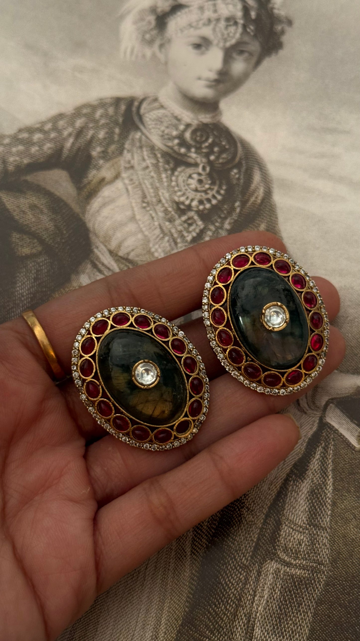 Granite & ruby AP studs