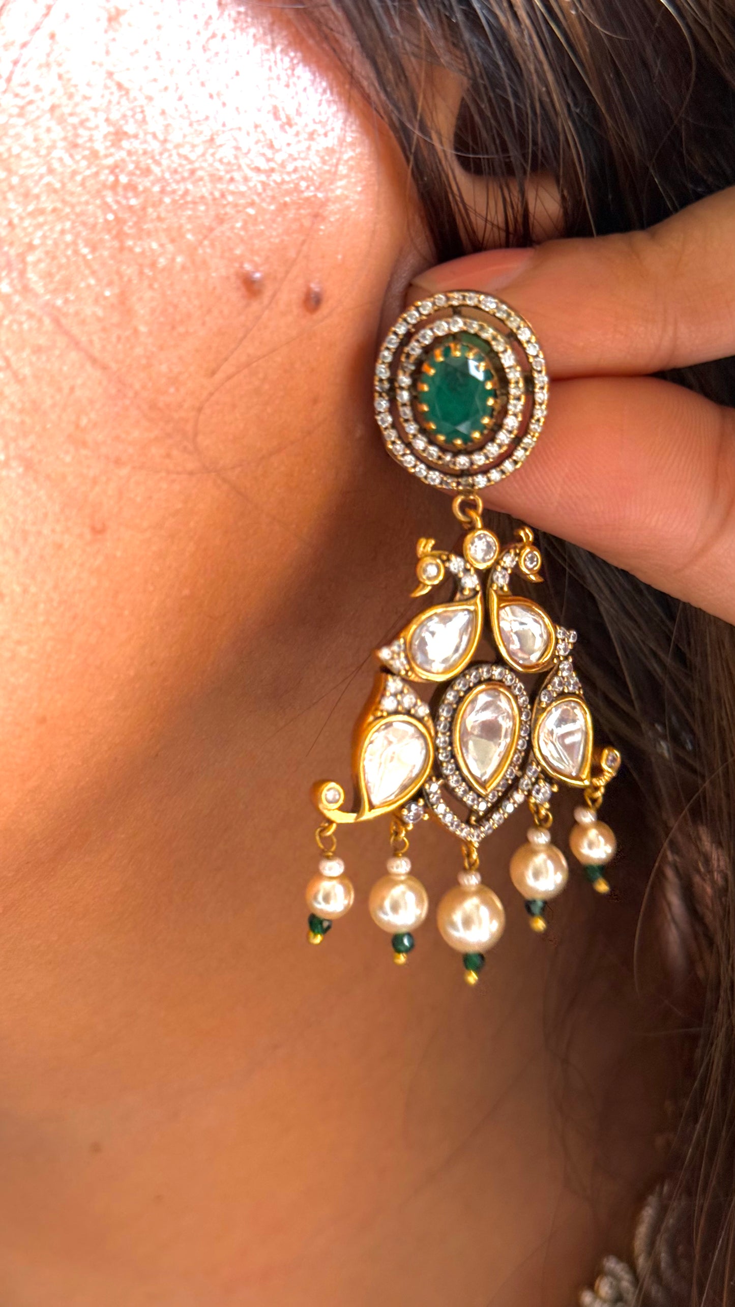 Emerald Victorian Polki Combo set