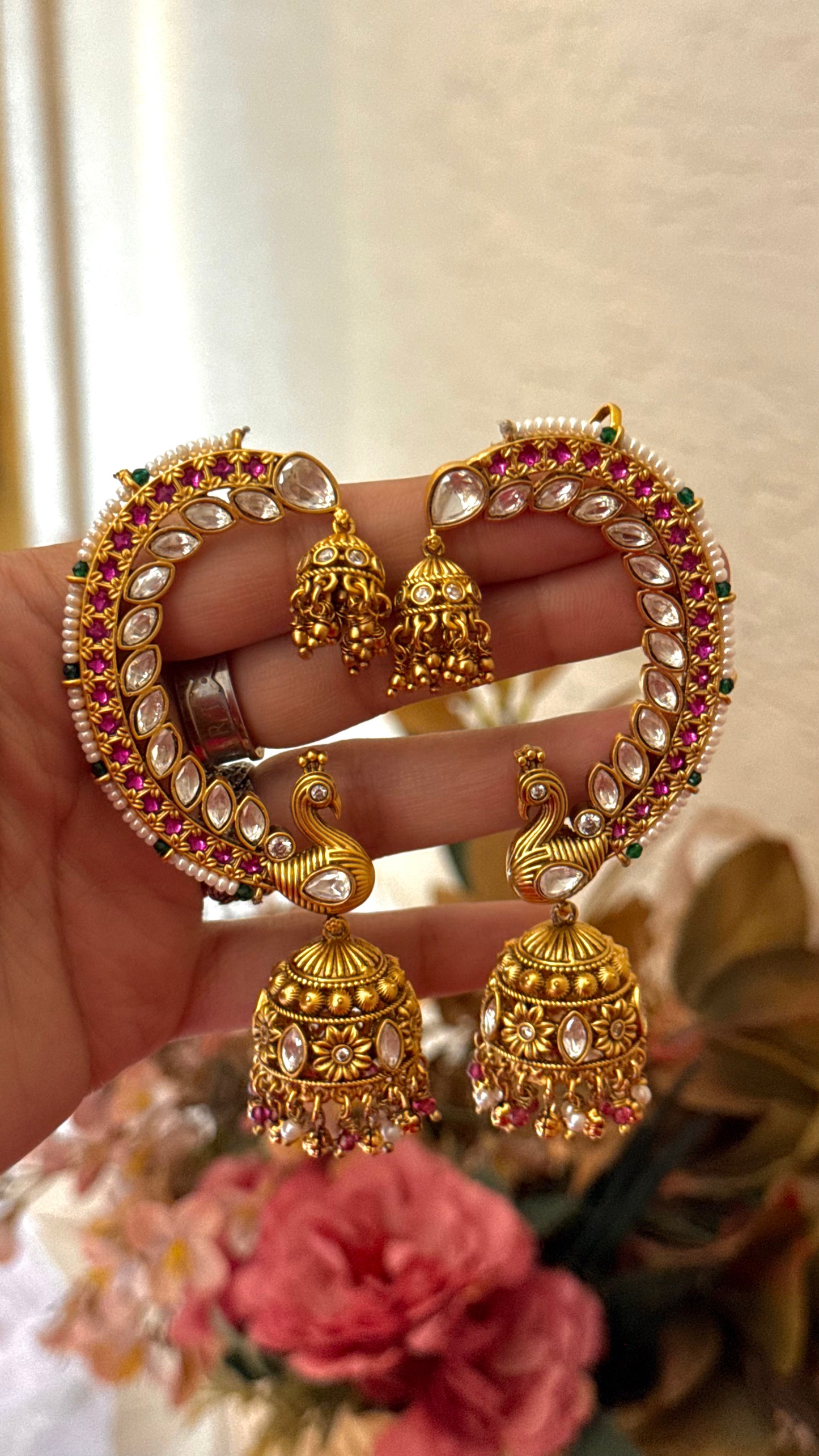 Ruby dual dual jhumki earcuff