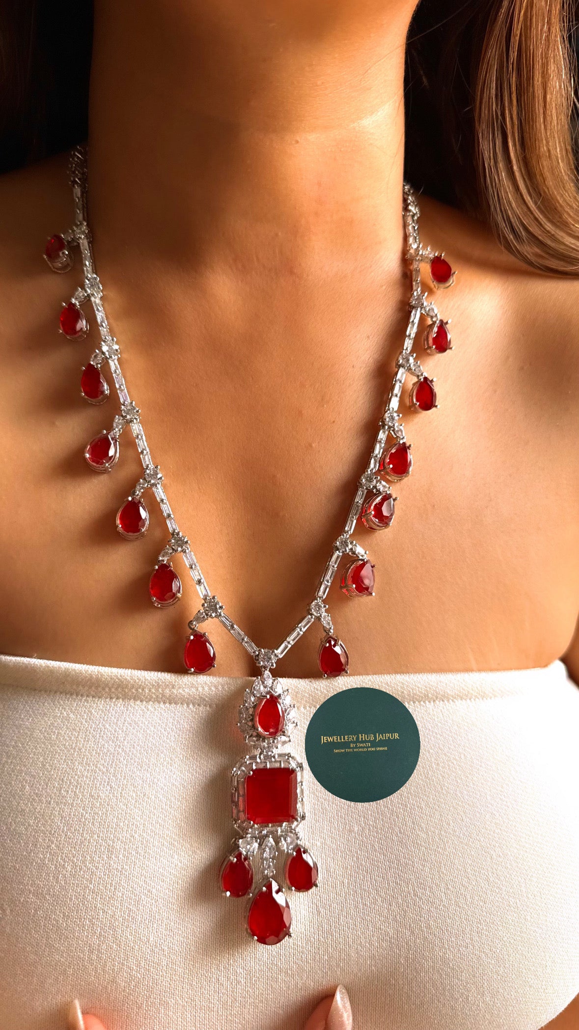Ruby doublet diamond long set