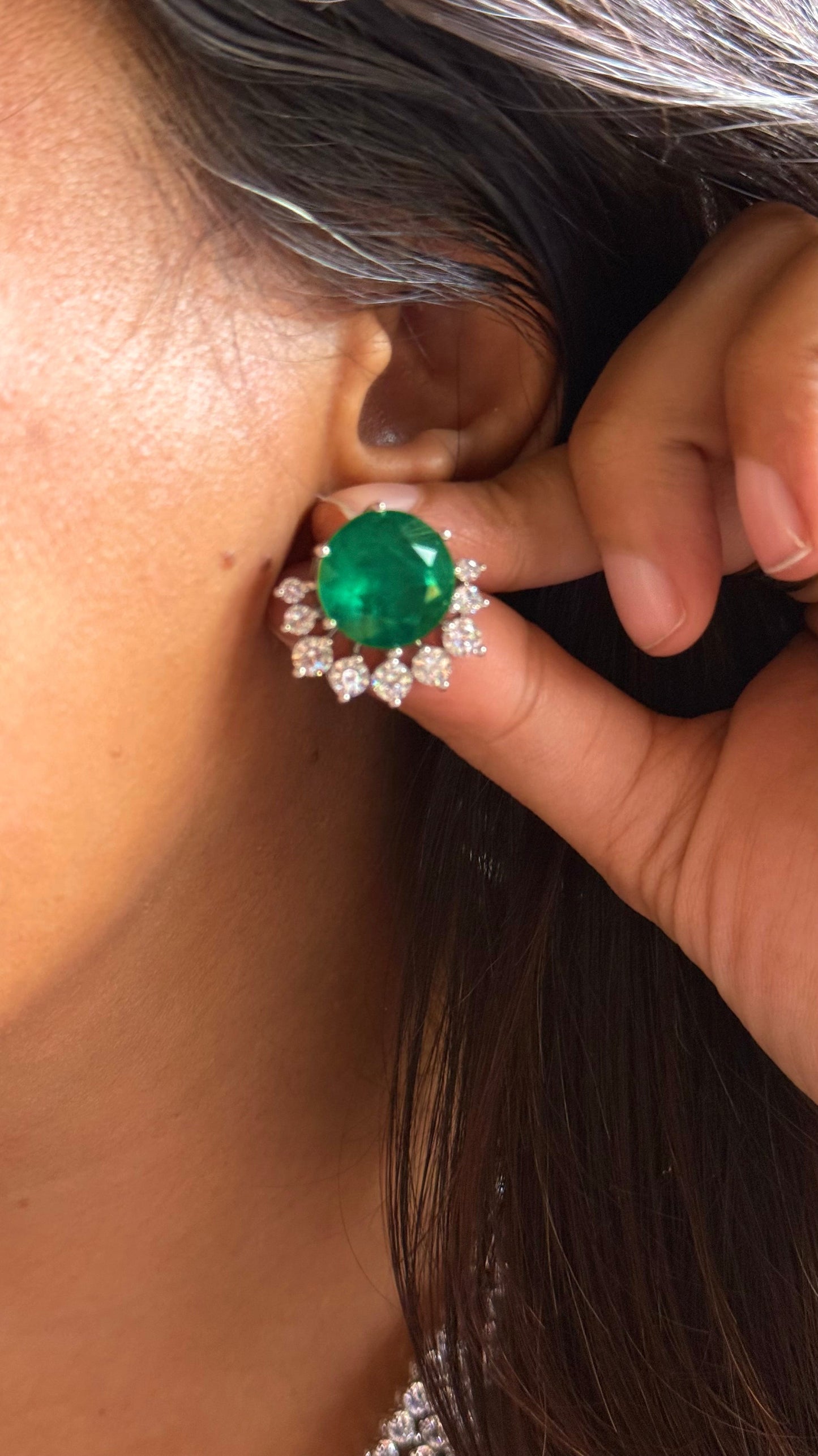 Emerald cz diamond choker & necklace combo