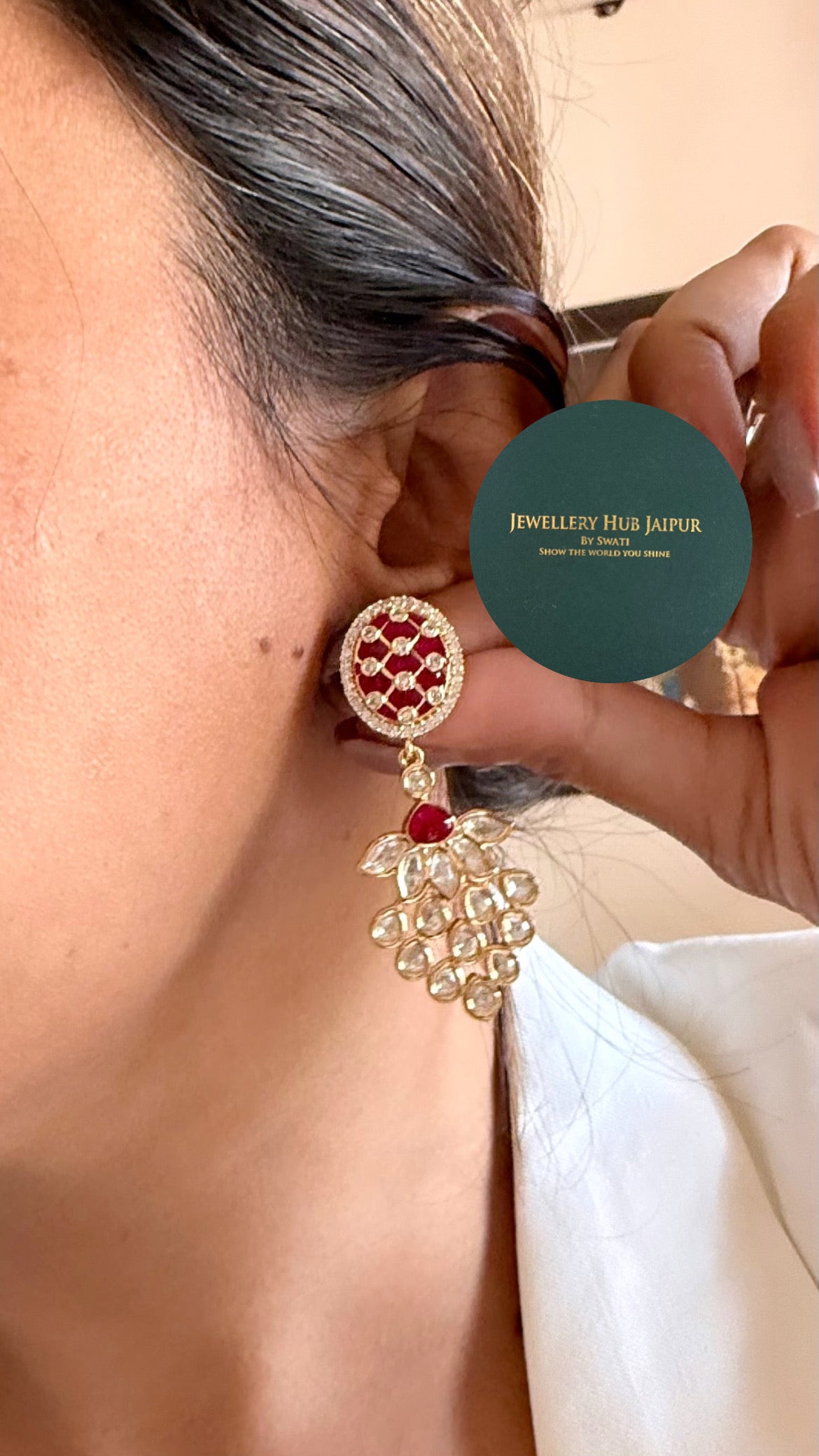 Ruby moissanite polki choker set