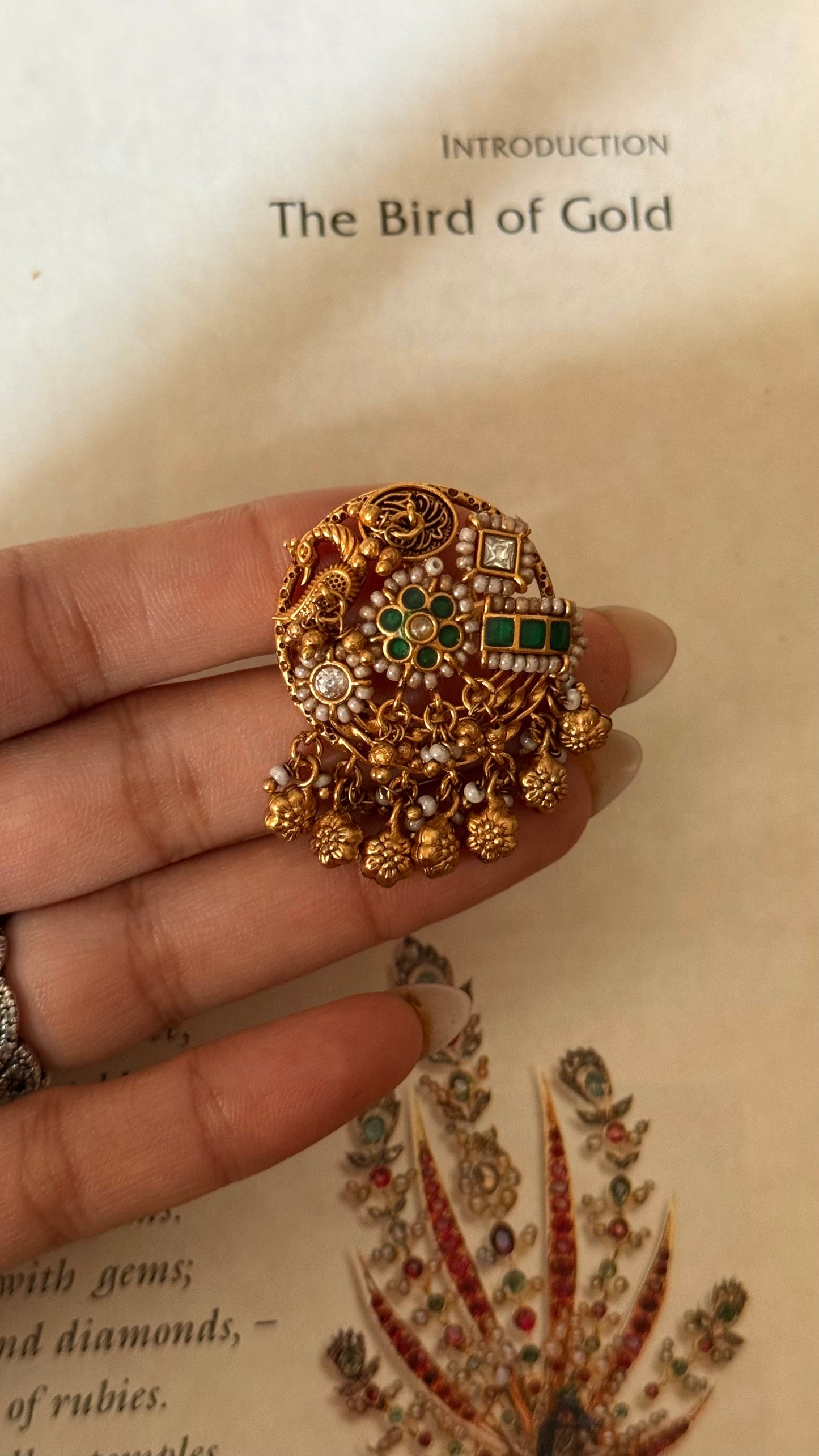 Emerald rajwada adjustable ring