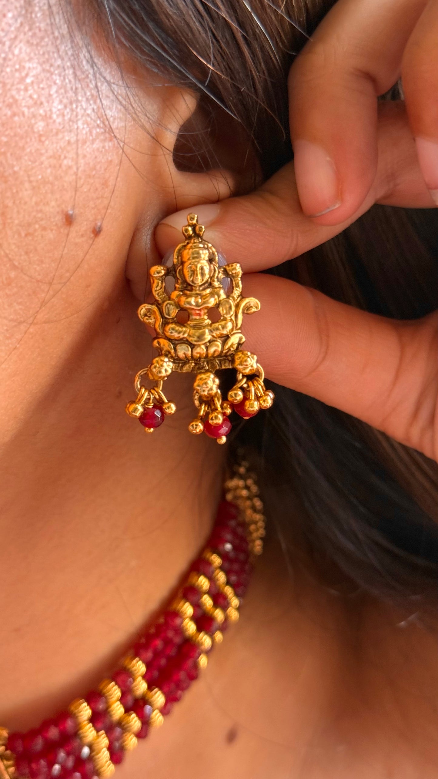 Goddess Laxmi ruby choker set