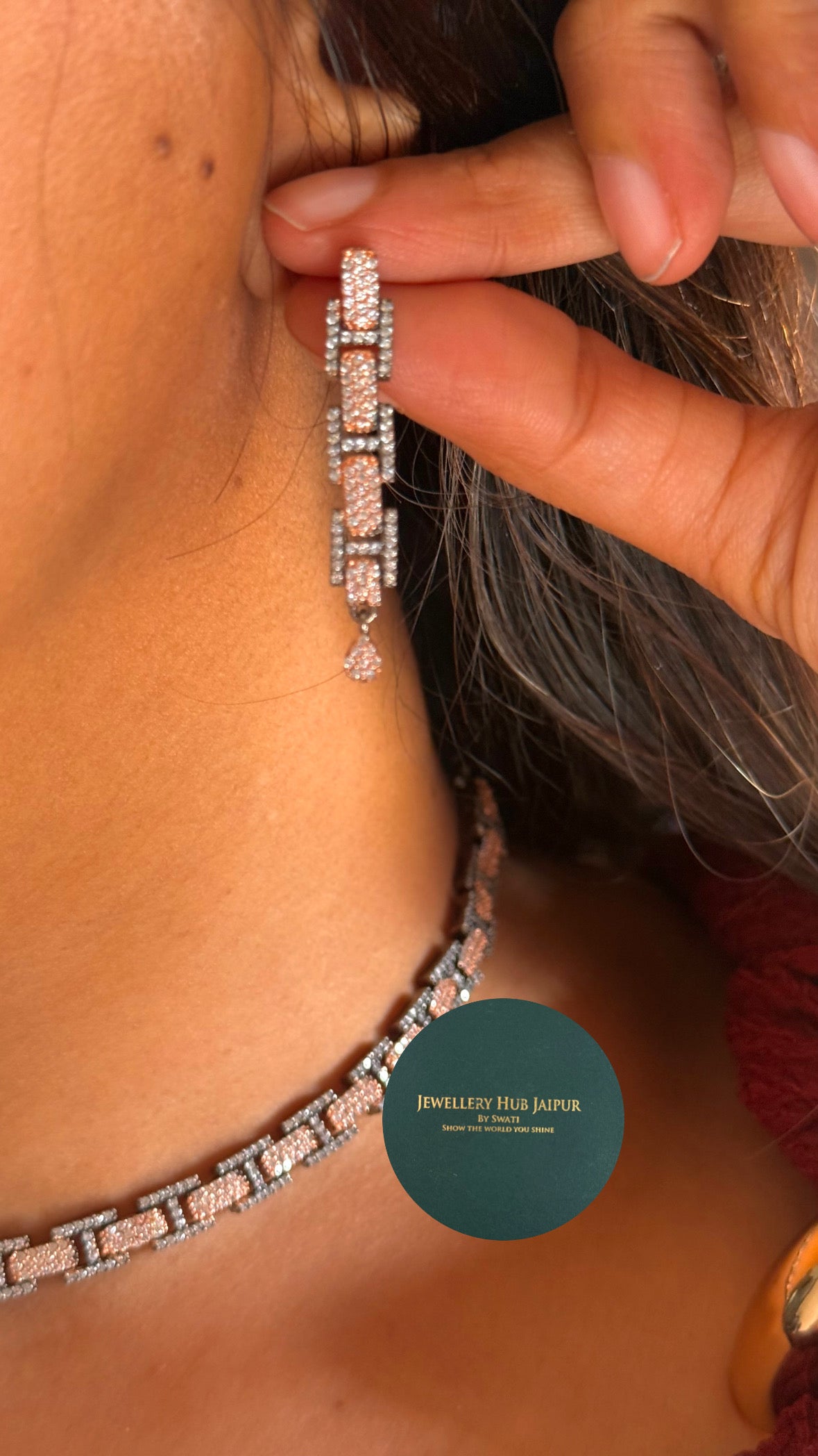 dual colour minimal diamond necklace