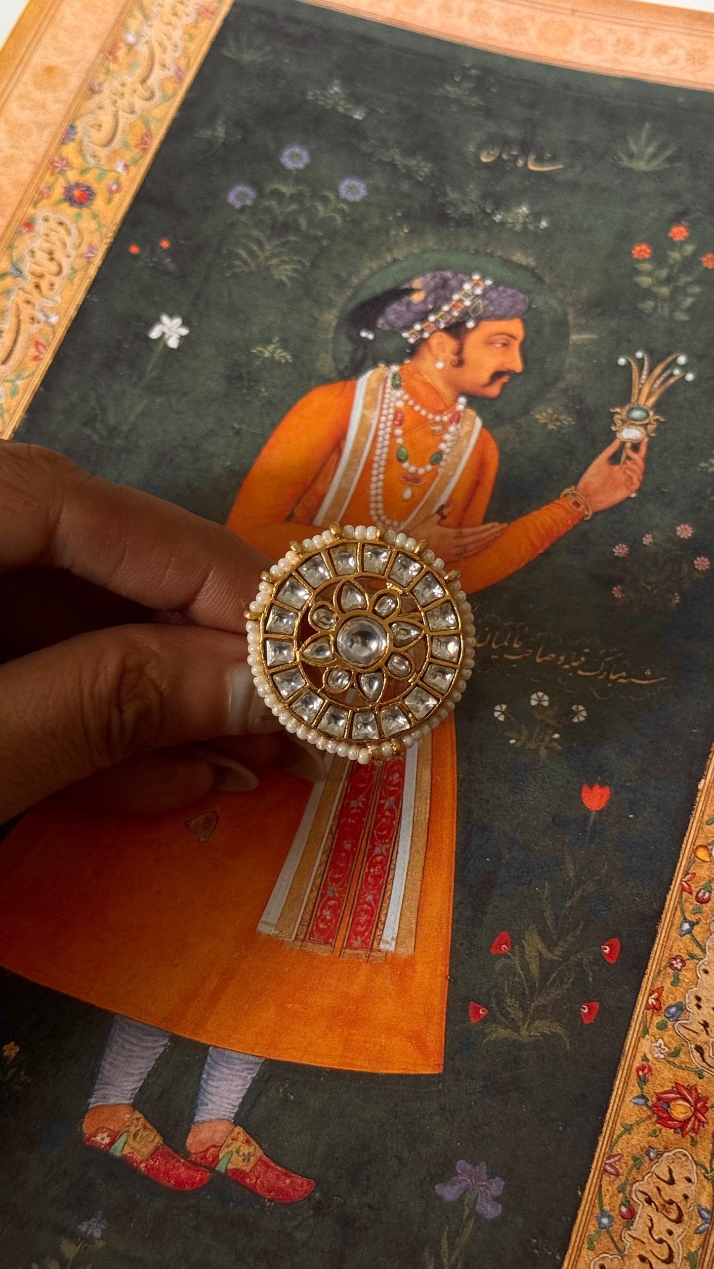Heritage paachi Kundan ring