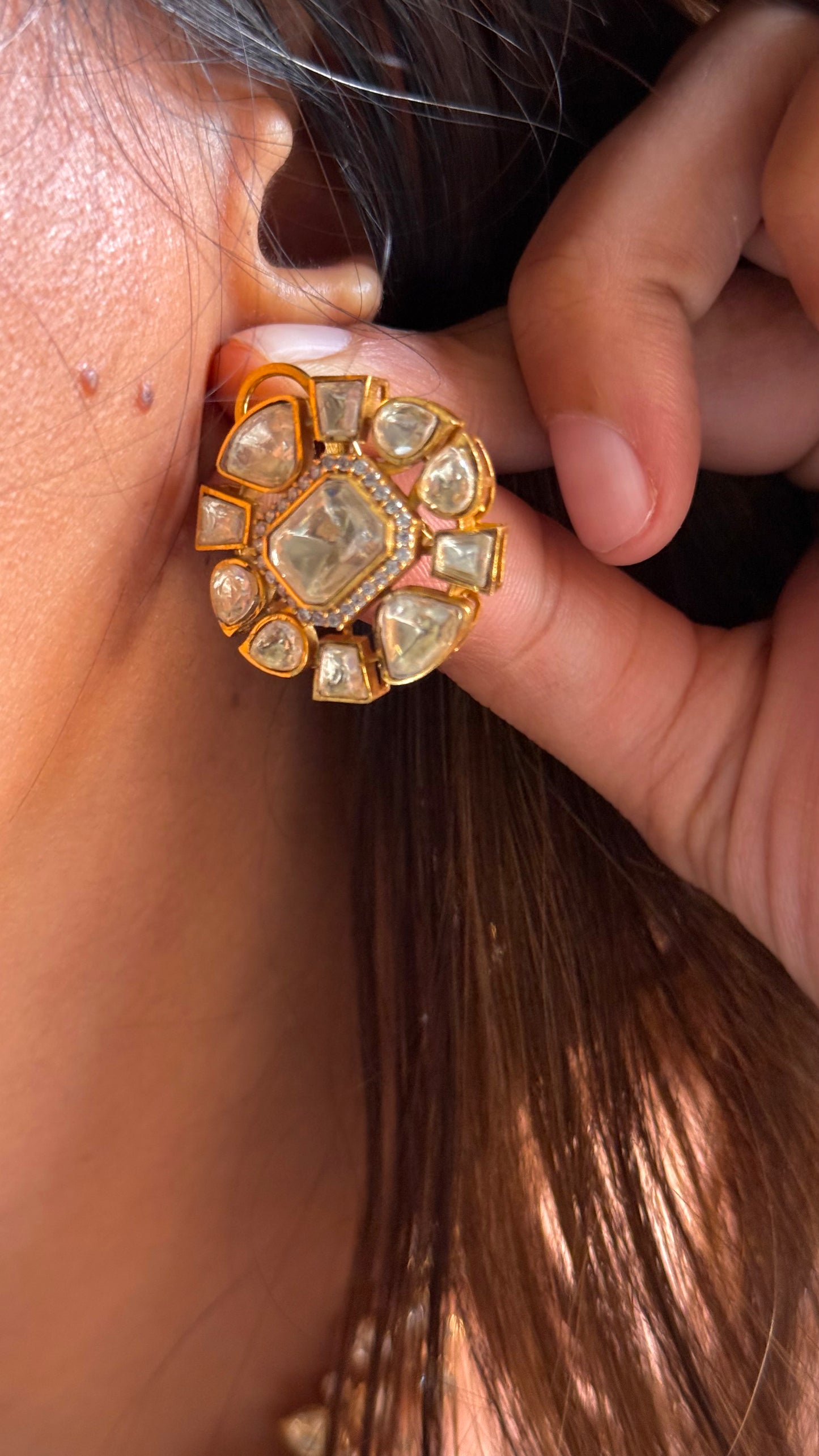 Real moissanite (LV) victorian polki set