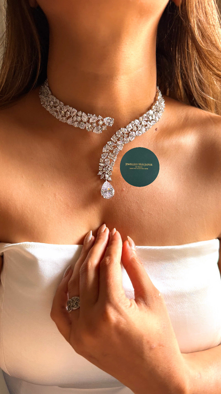 Ojasvi Cz diamond with cz diamond drop designer cocktail set