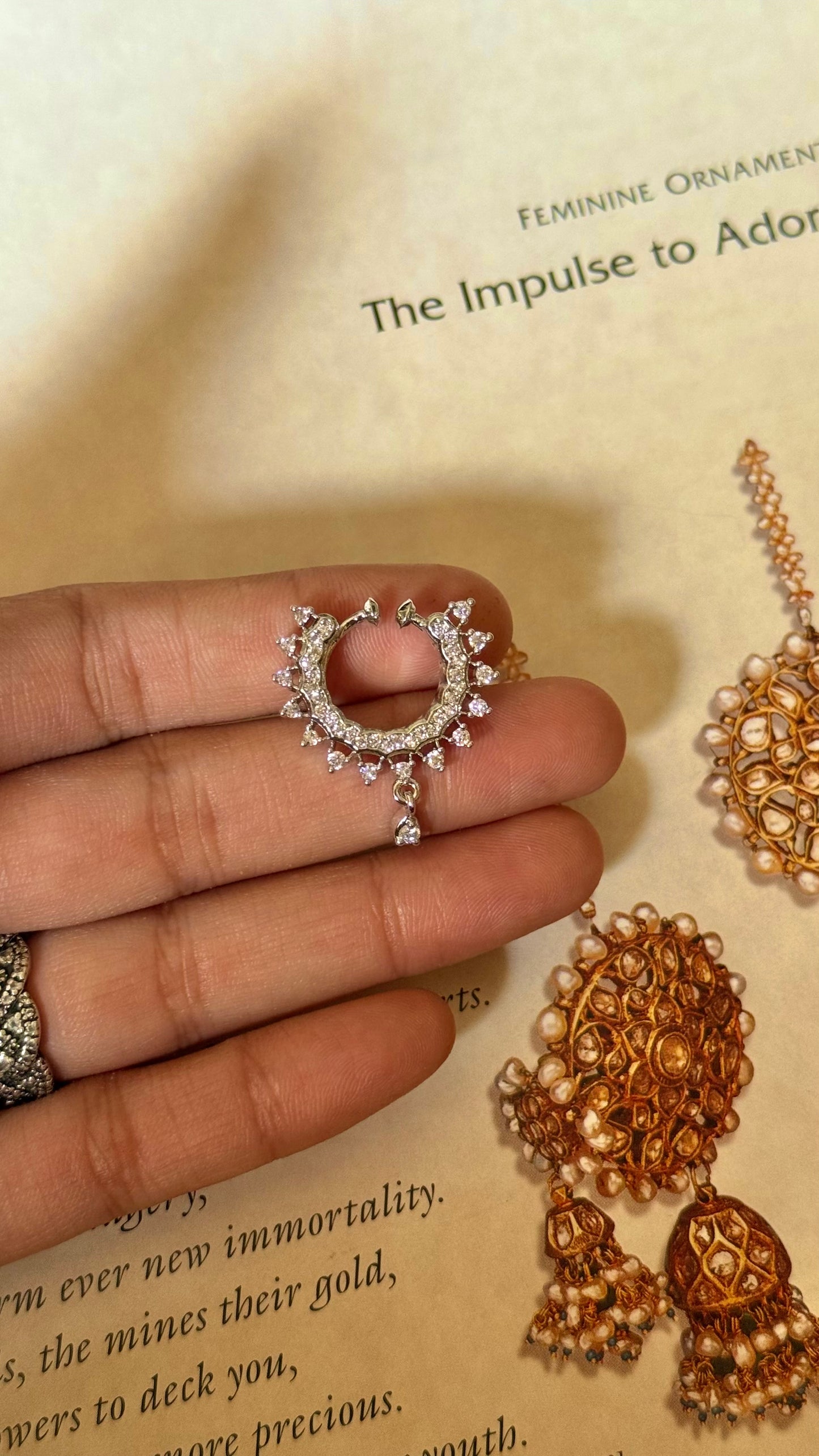 Designer cz diamond nath