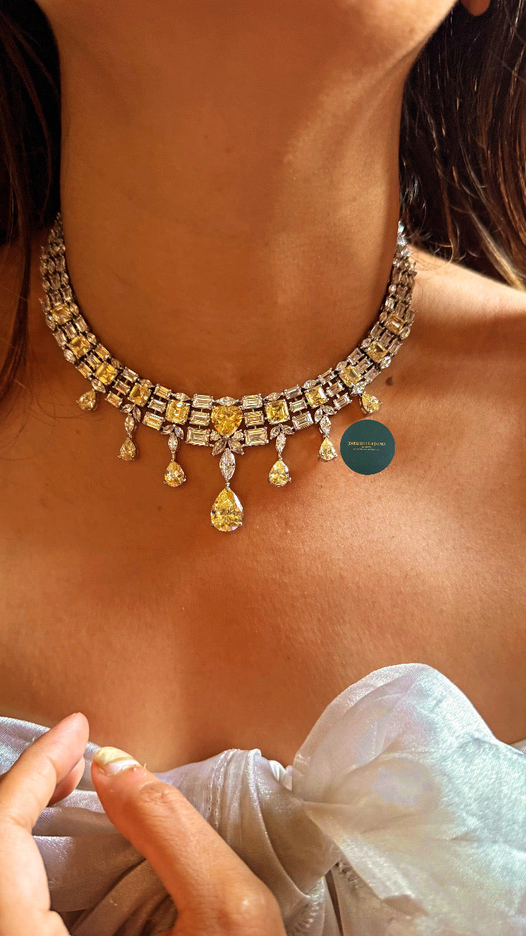 Citrine cz diamond collar set