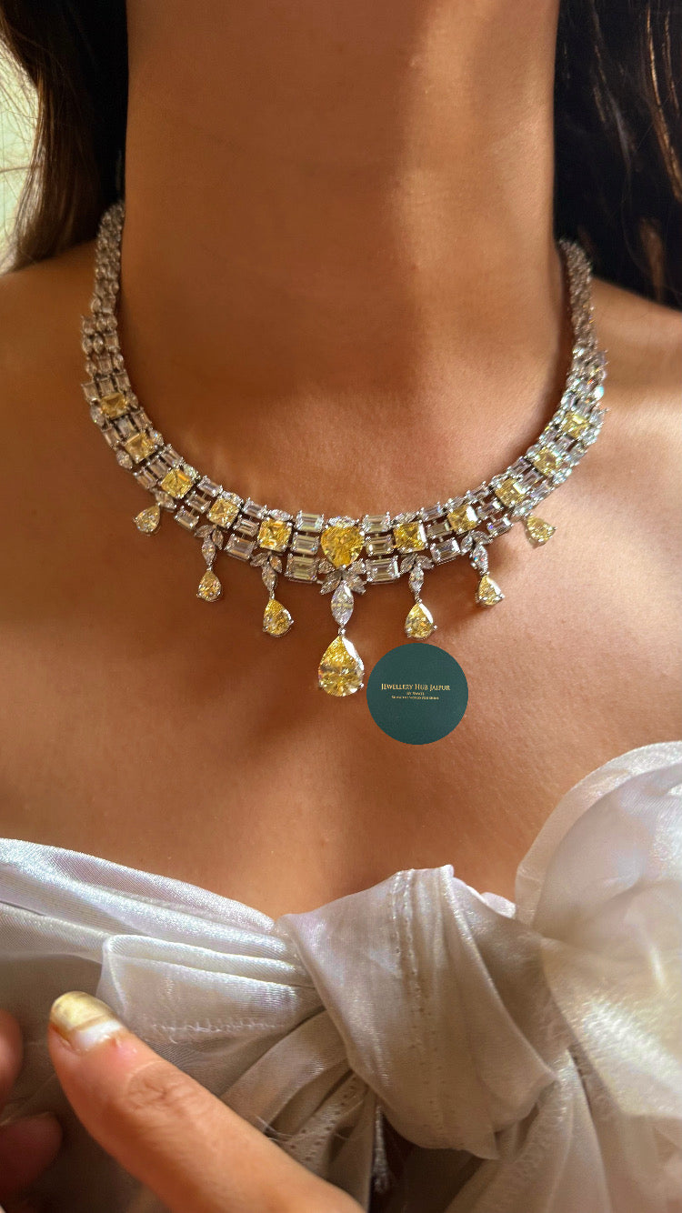 Citrine cz diamond collar set