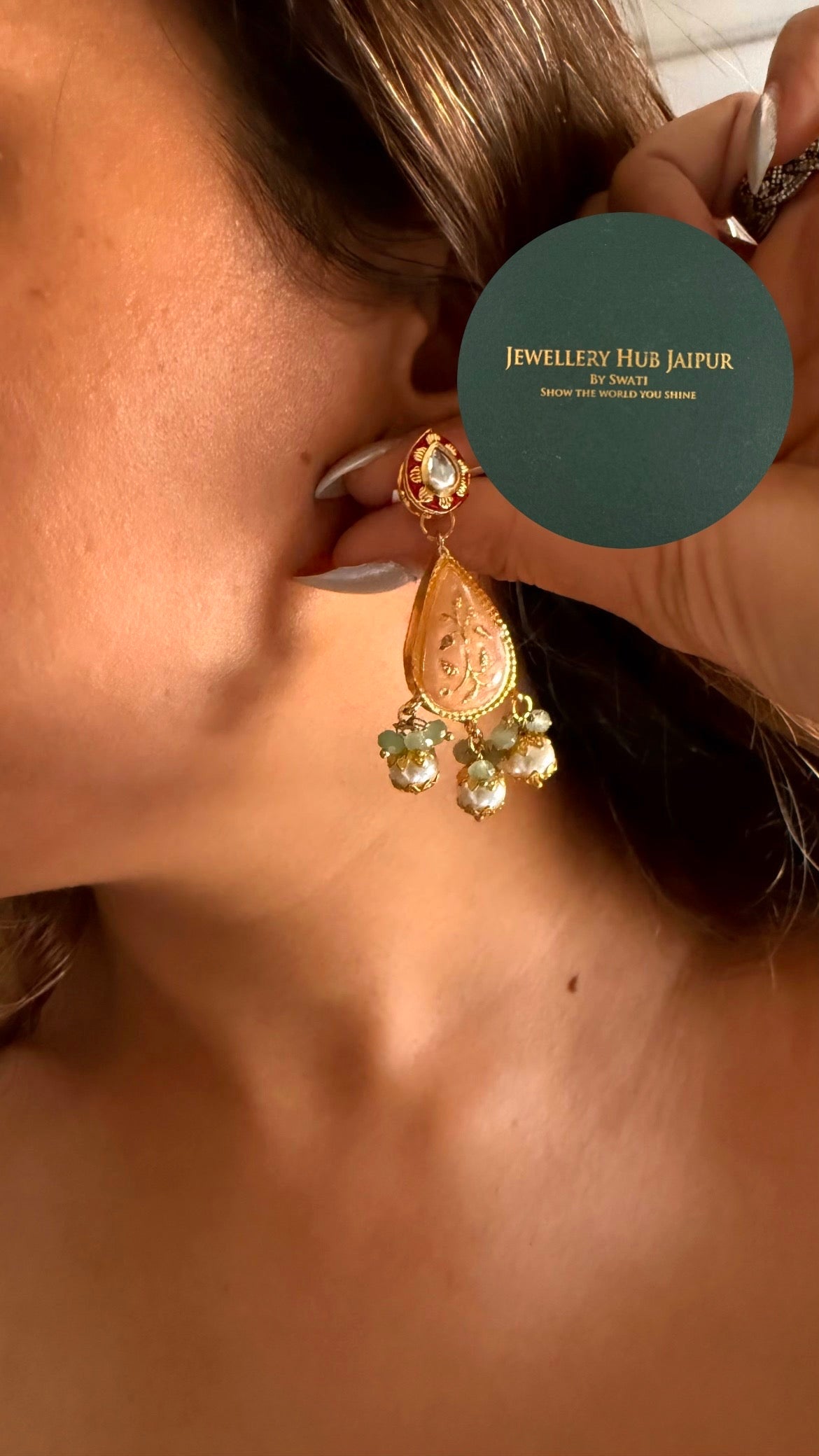 Mint meenakari necklace