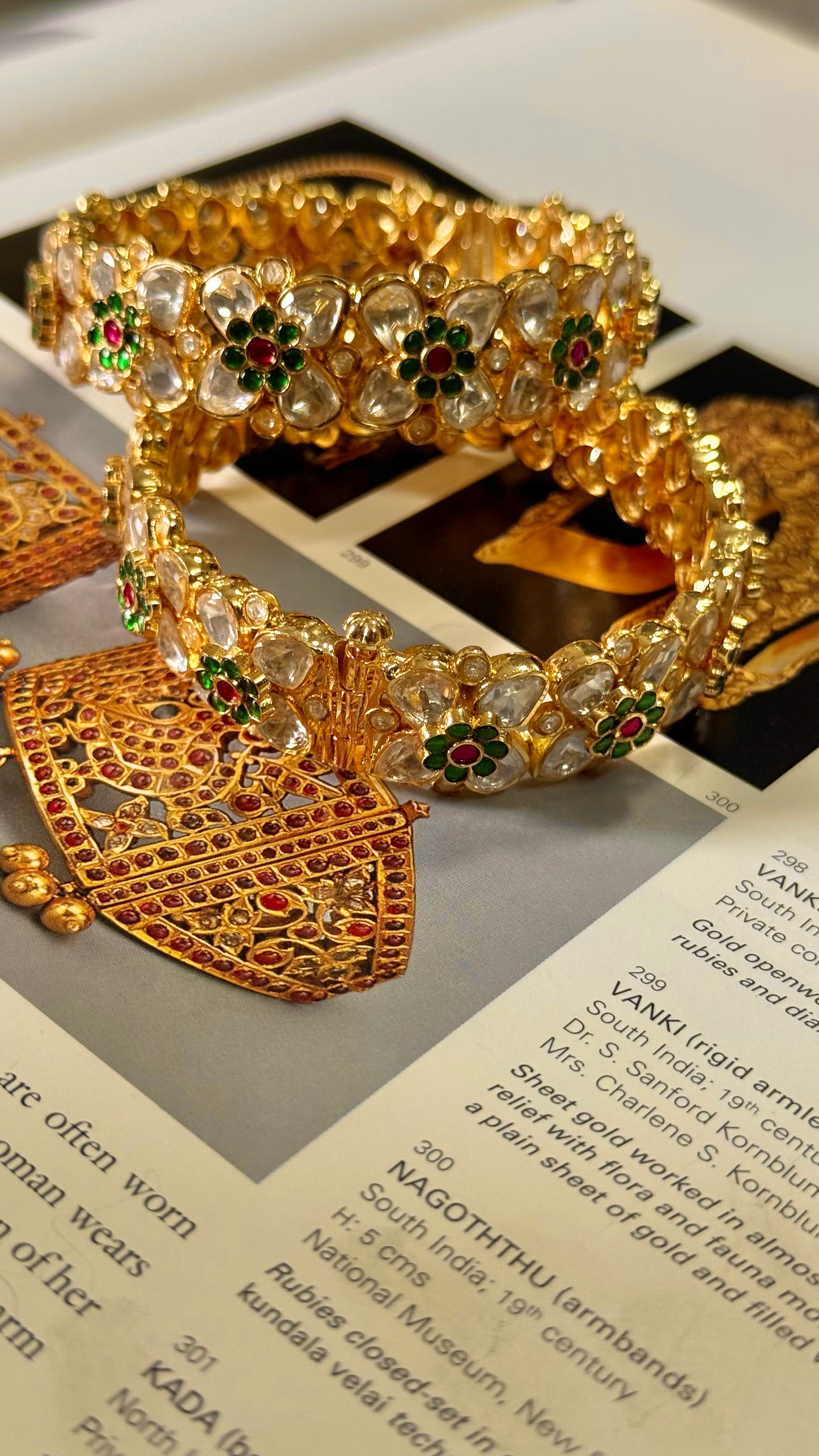 Emerald & rani pink real moissanite openable bangle