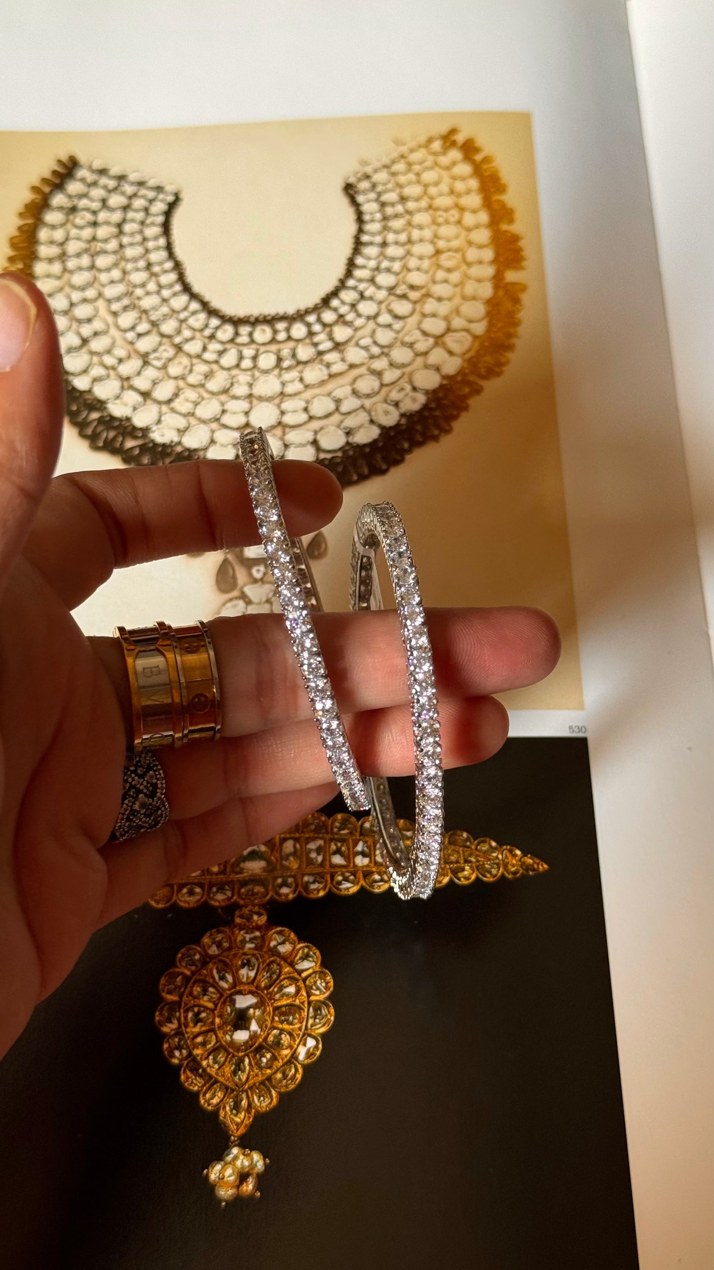 Single line diamond bangles