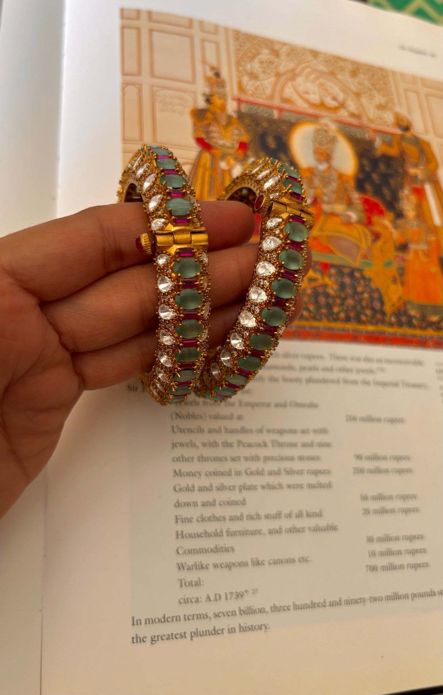 Mint &. Rani pink ruby Moissanite victorian bangles