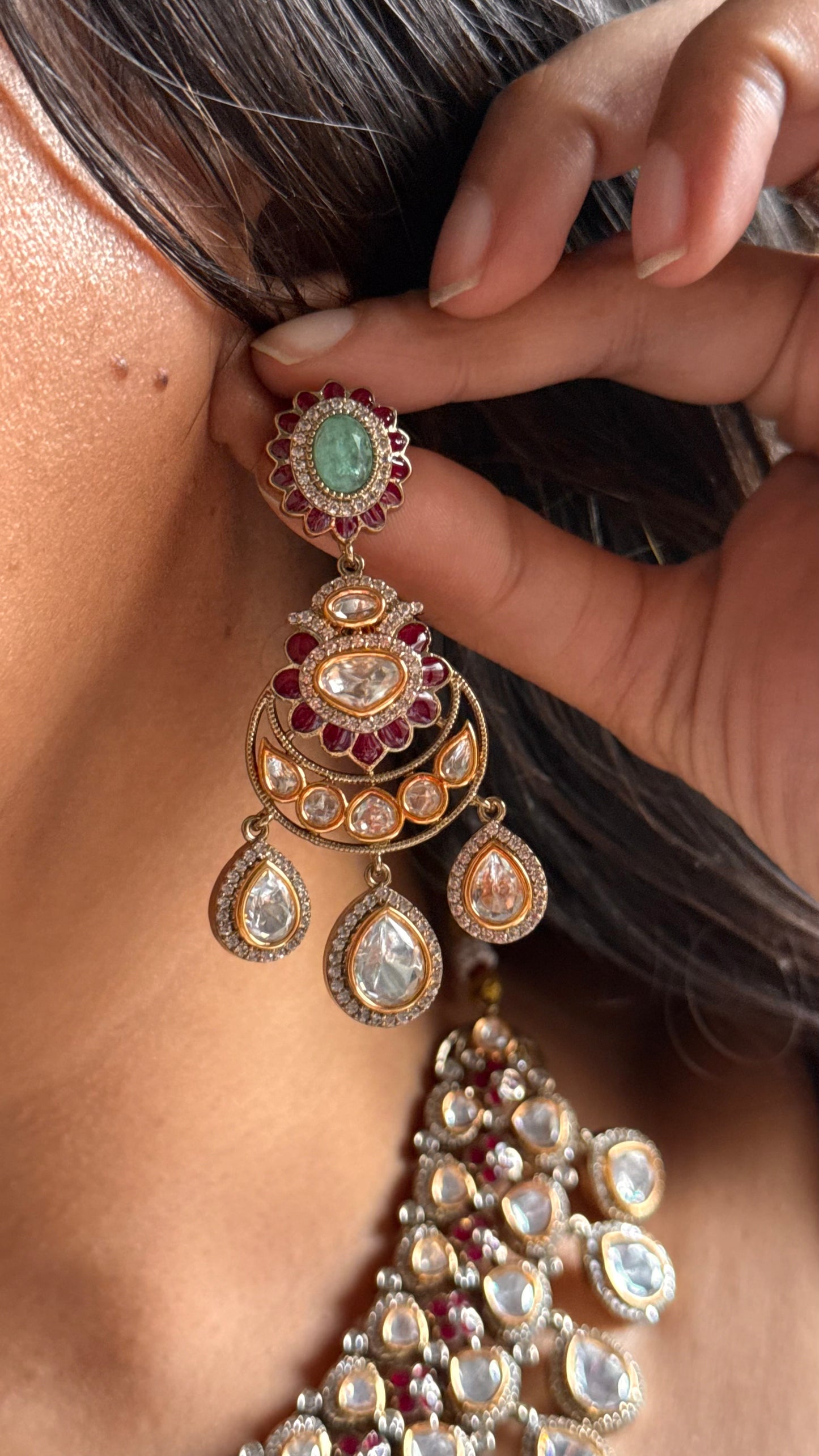 Vintage with mint doublet polki necklace