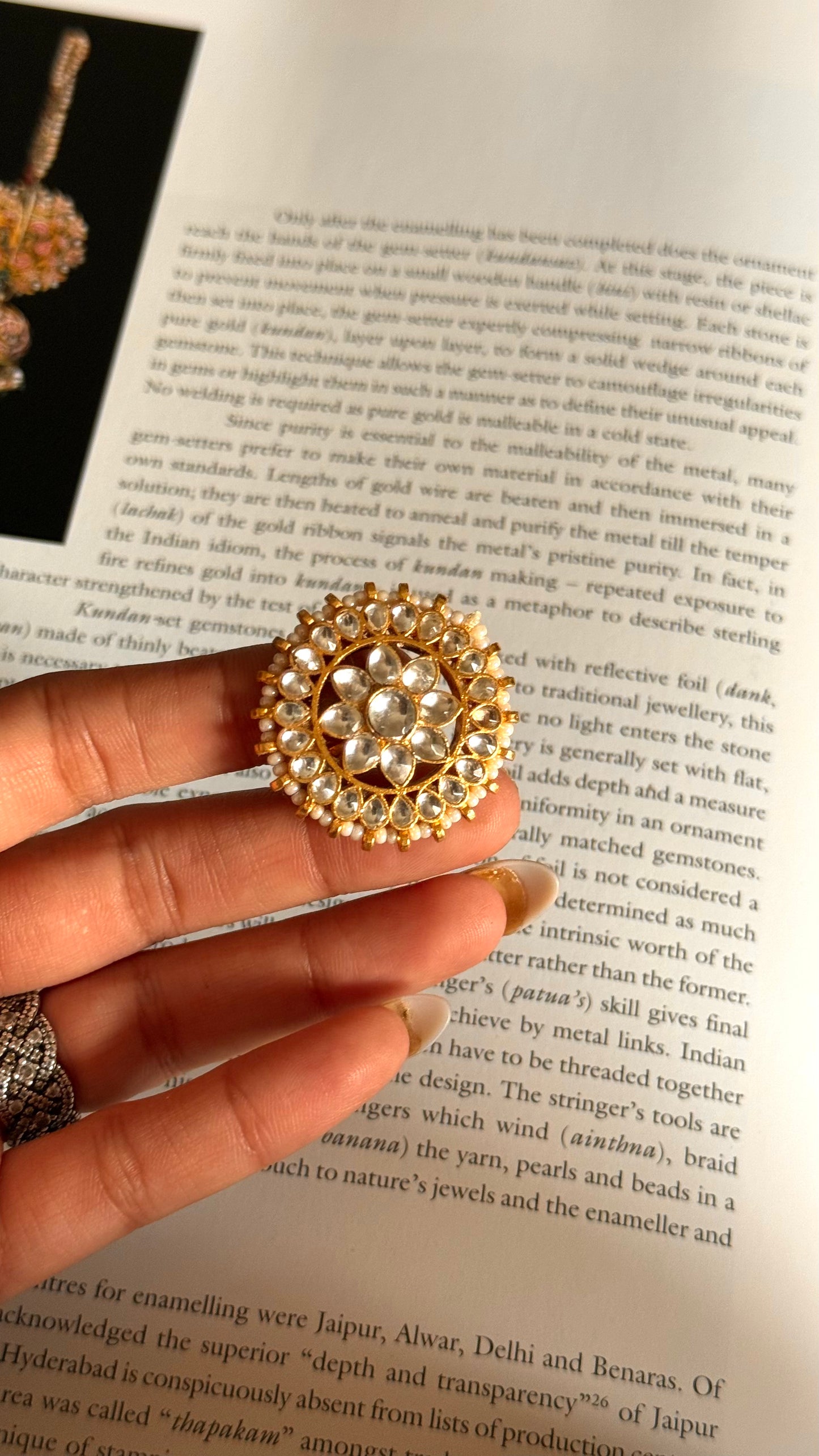 Paachi Floral kundan adjustable ring