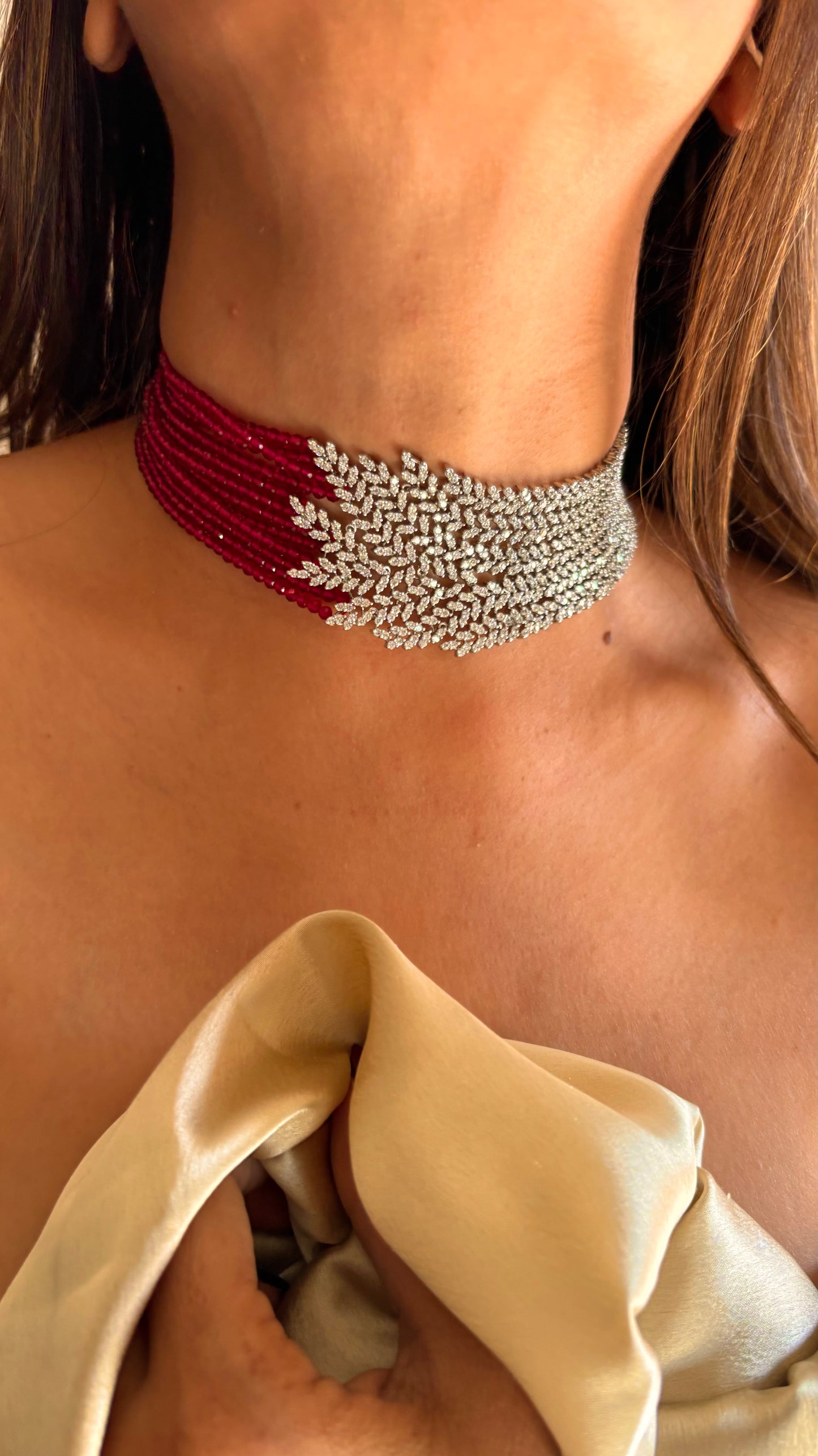 Ruby Cz diamond designer choker