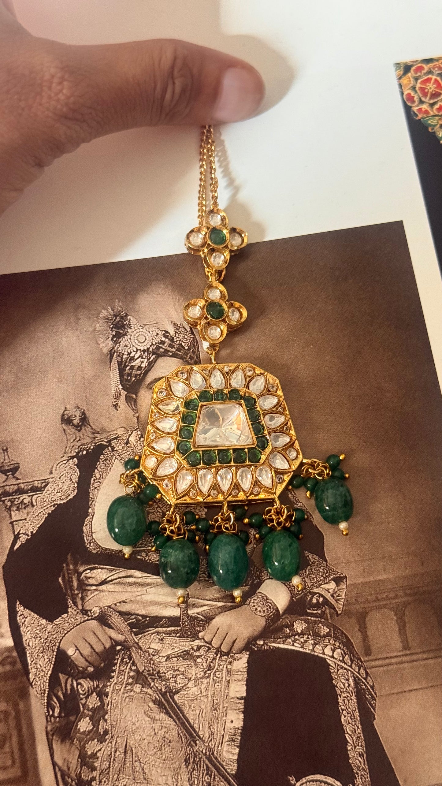 Emerald polki heritage maangtika