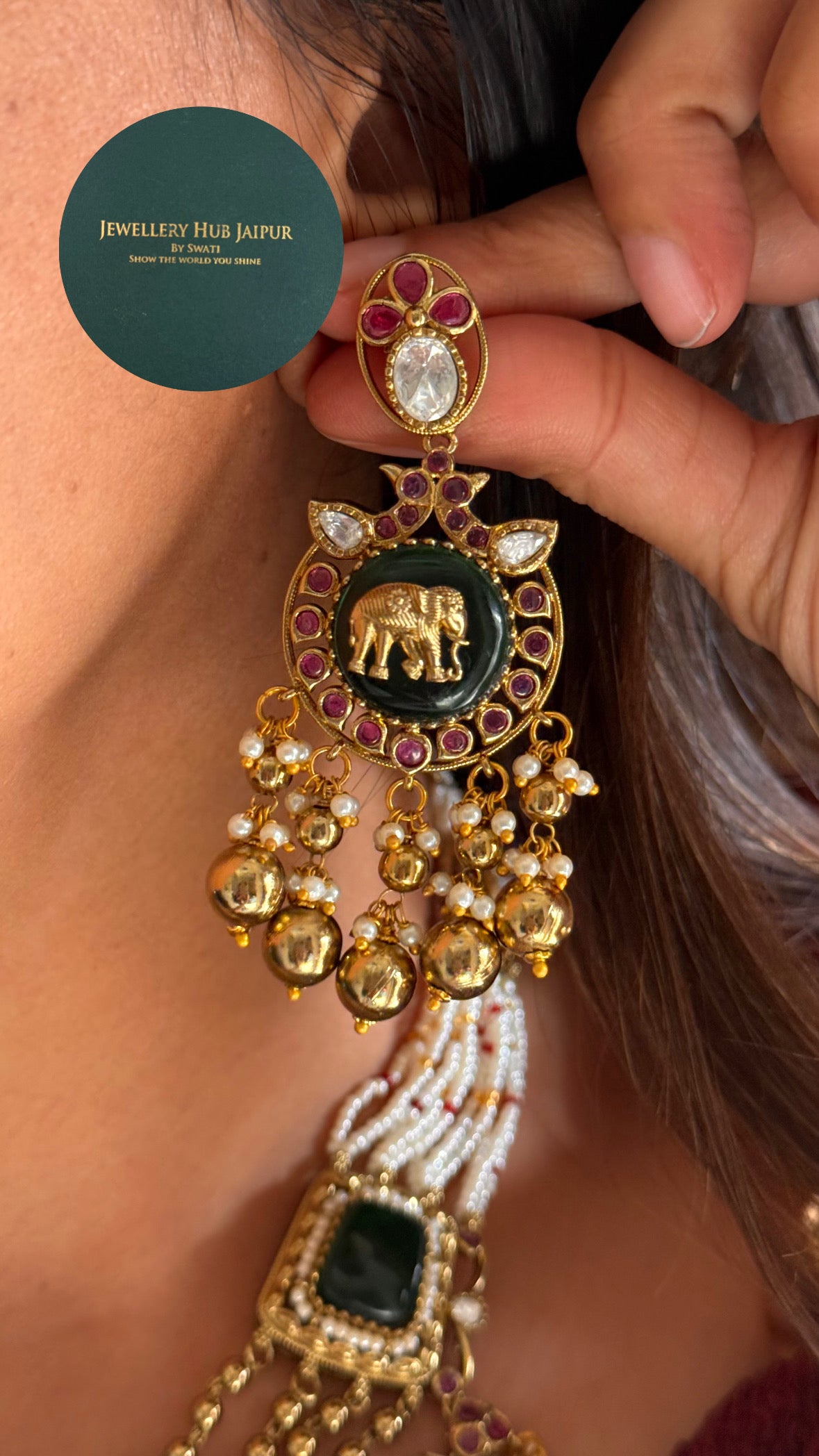 Emerald Gajanan inspired rajwada necklace