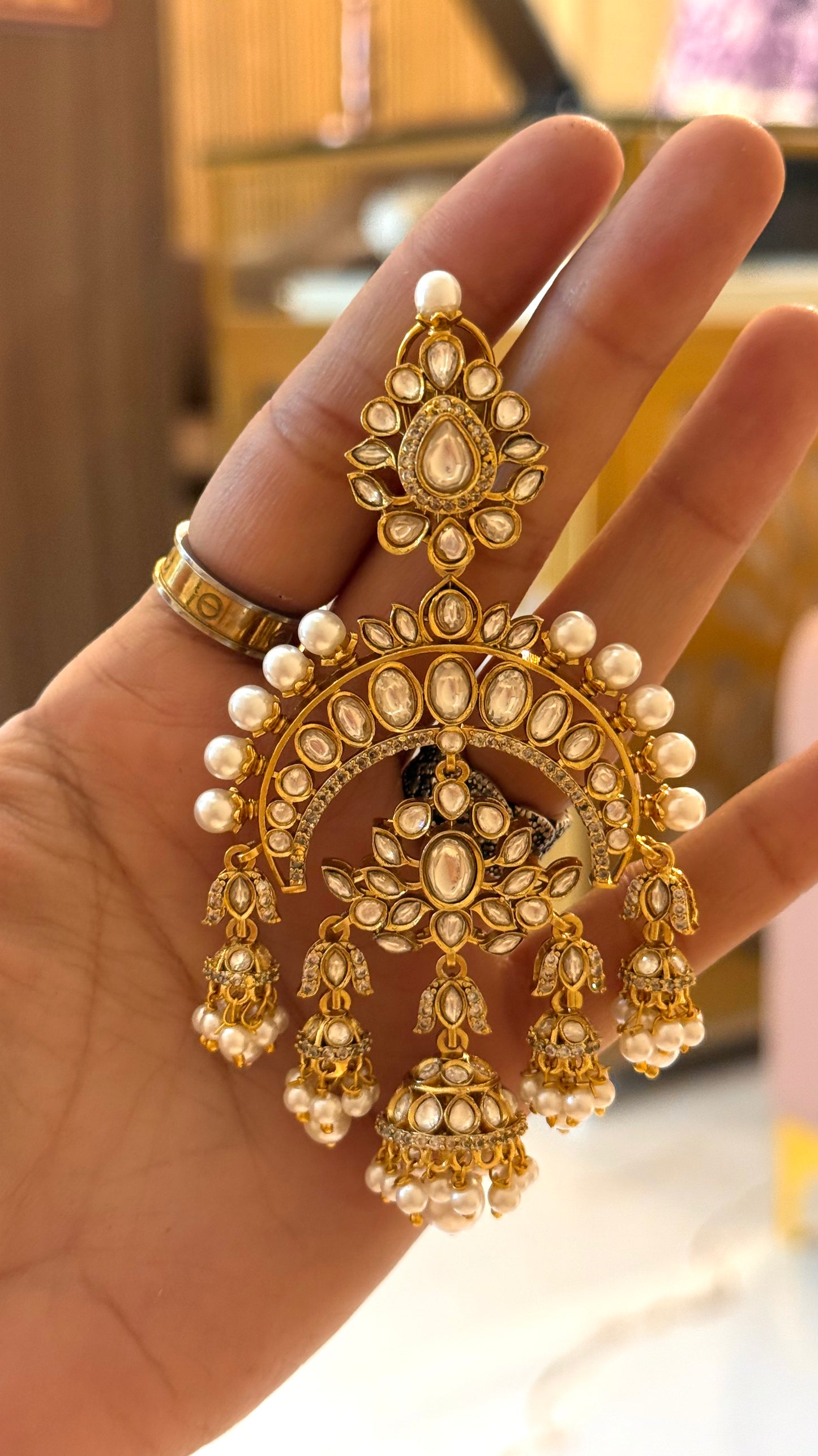 White Polki Designer Jhumki earrings