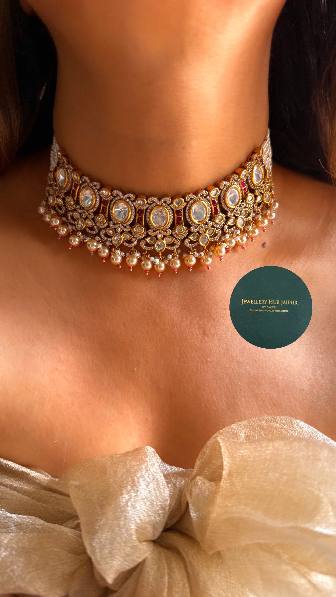 Panna mint moissanite designer choker set choker set