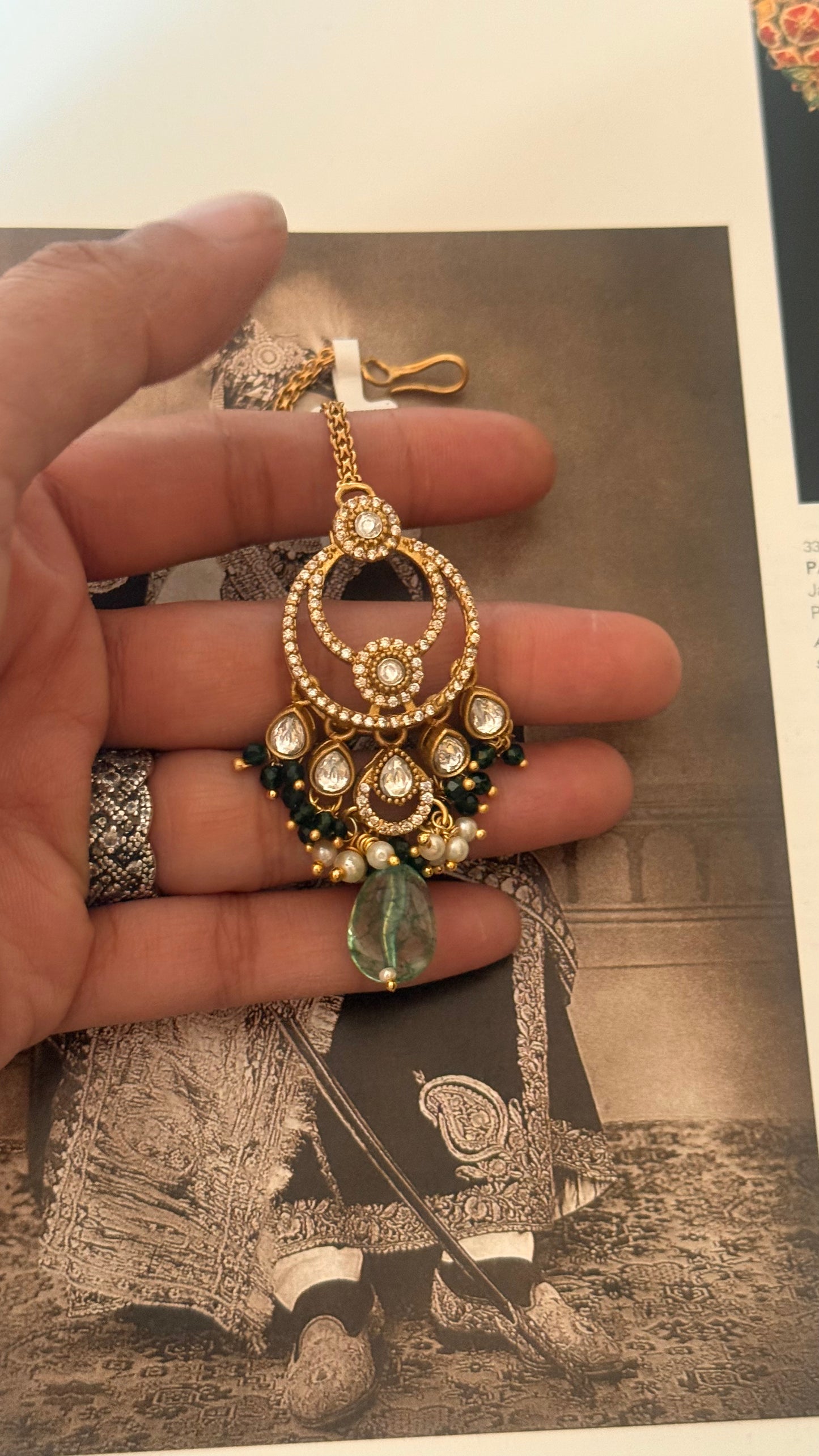 Emerald drop Chandbali mangtika