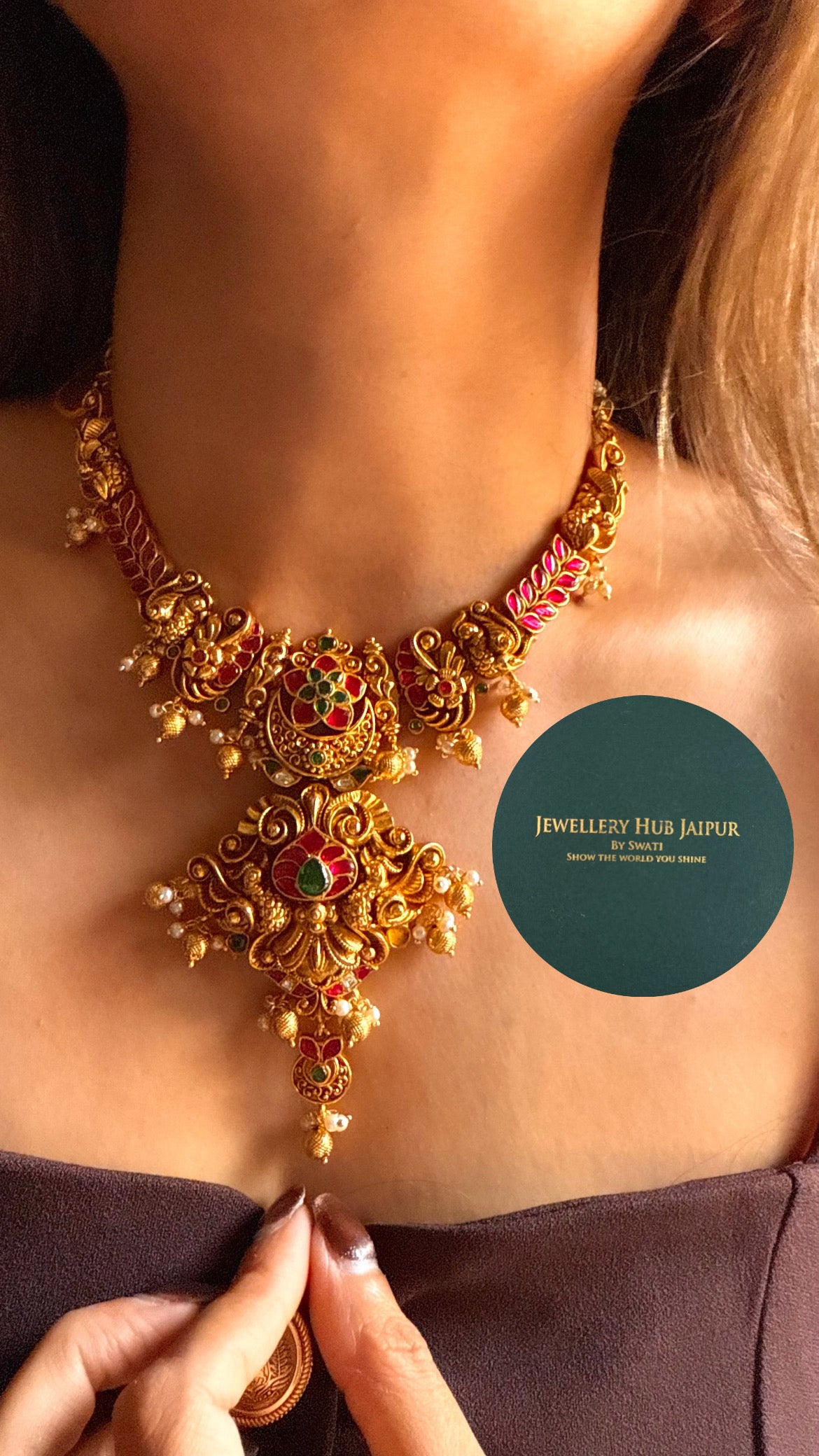 Rani pink & emerald katdana floral rajwada set