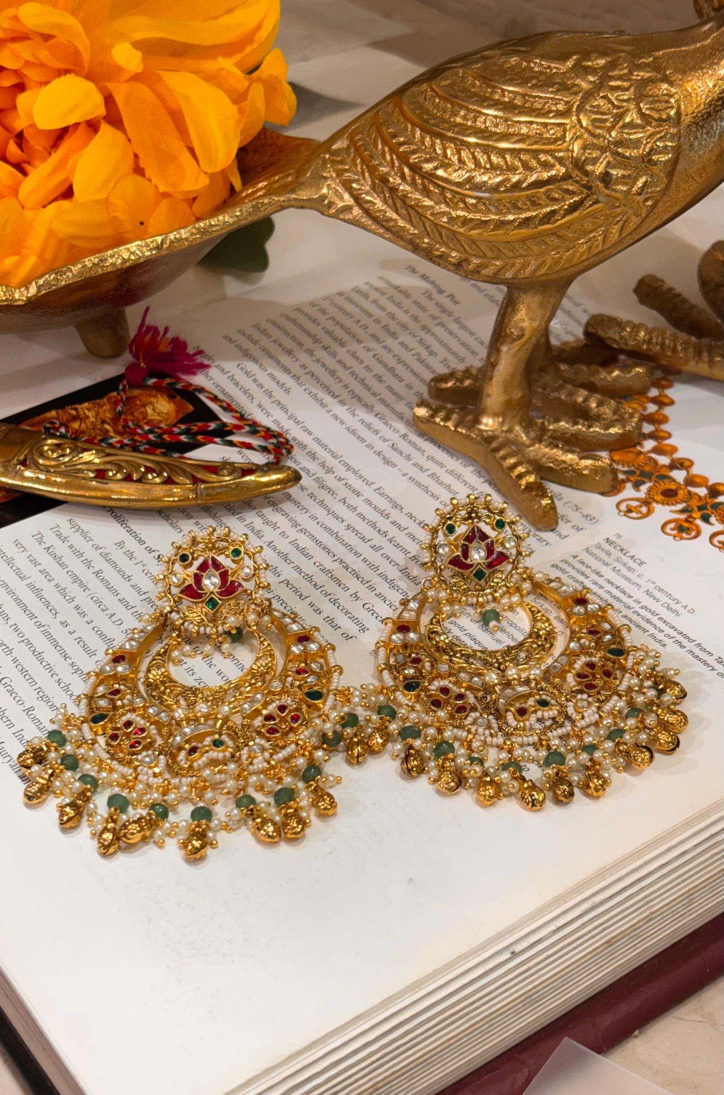 Heritage chandbali with gungroo drops earrings