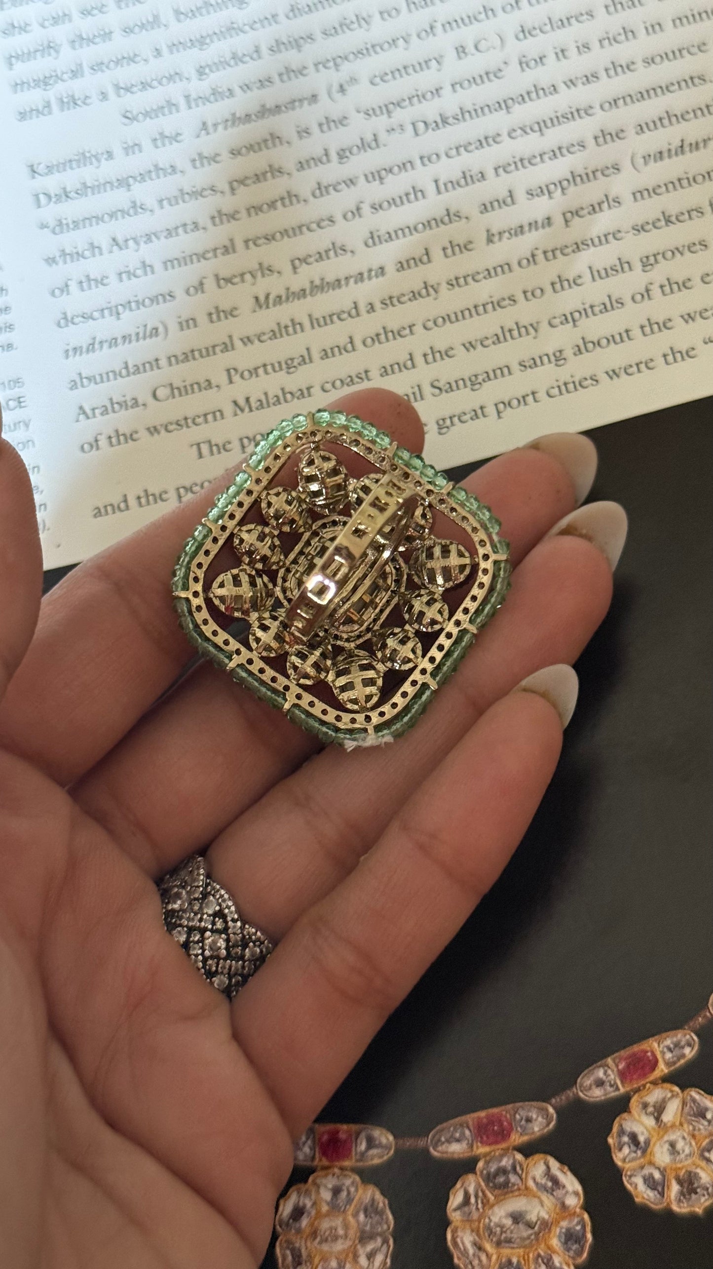 Moissanite polki mint rajwada ring