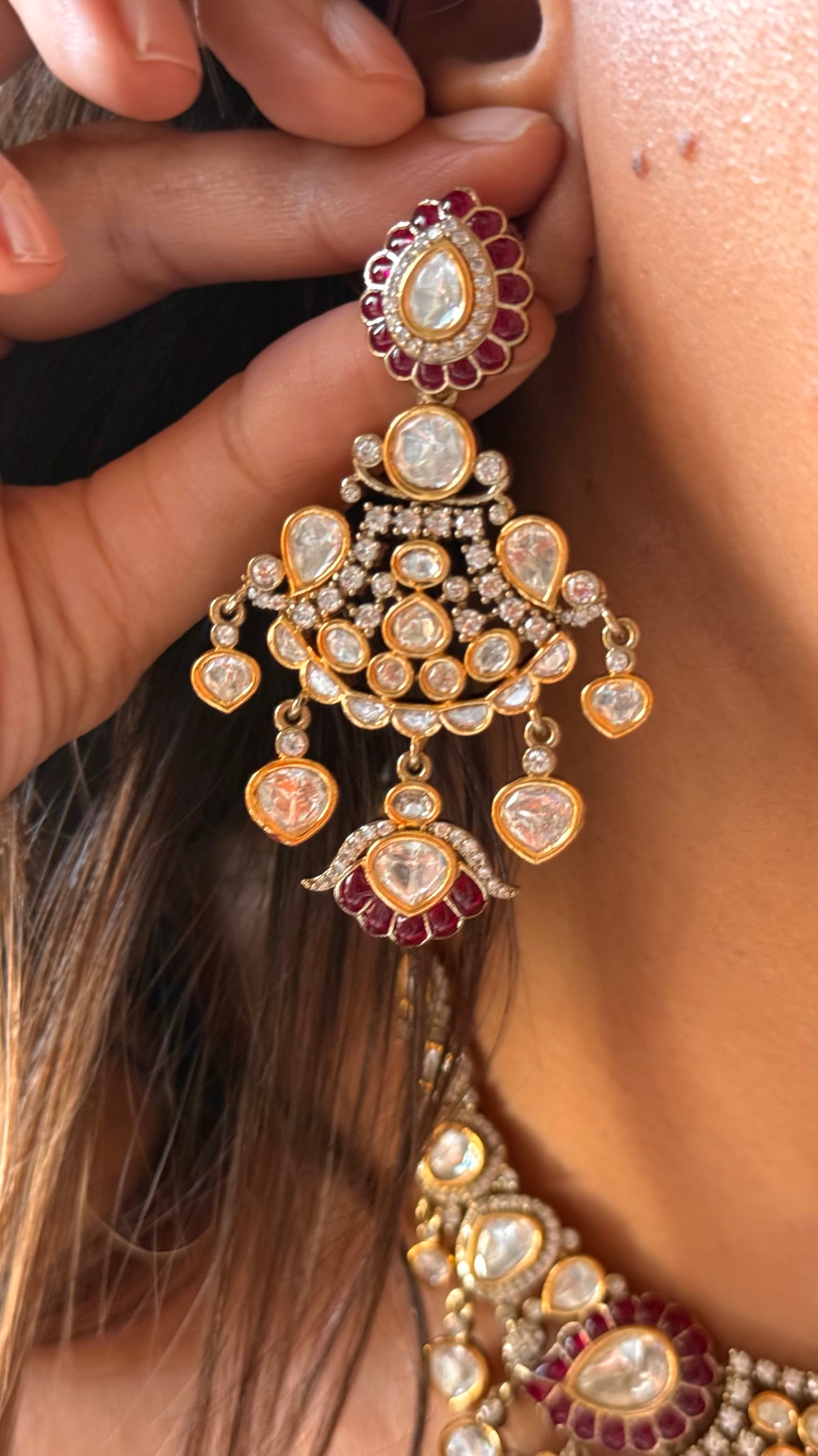 Vintage ruby katdana moissanite polki necklace