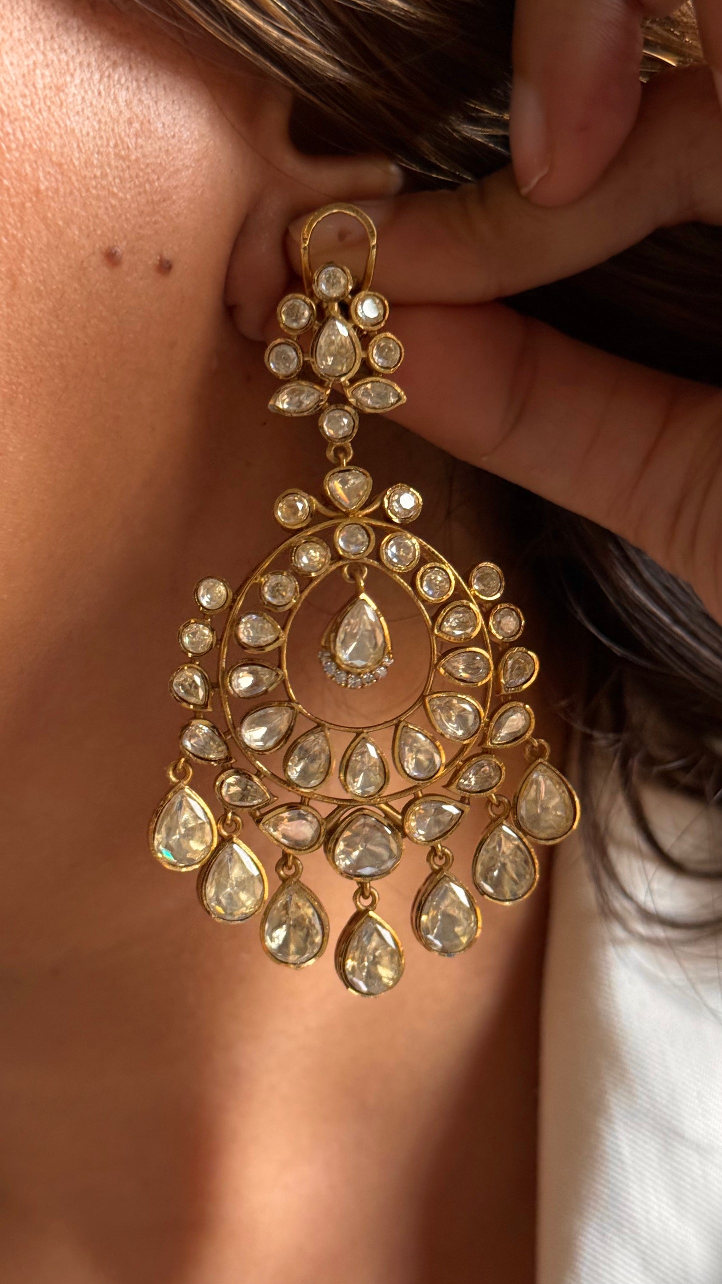 Peeli polki chandbali earrings