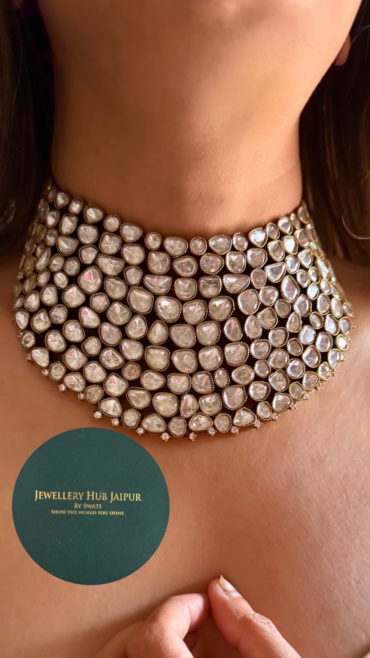 Arshiya 2.0 Moissanite poki choker set in victorian