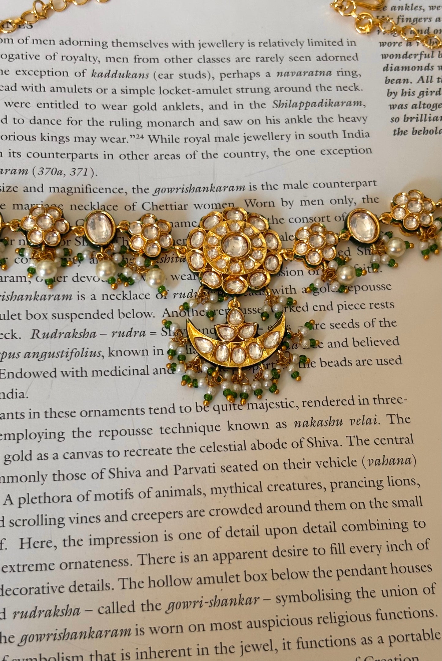 Emerald meenakari Chandbali sheeshpatti