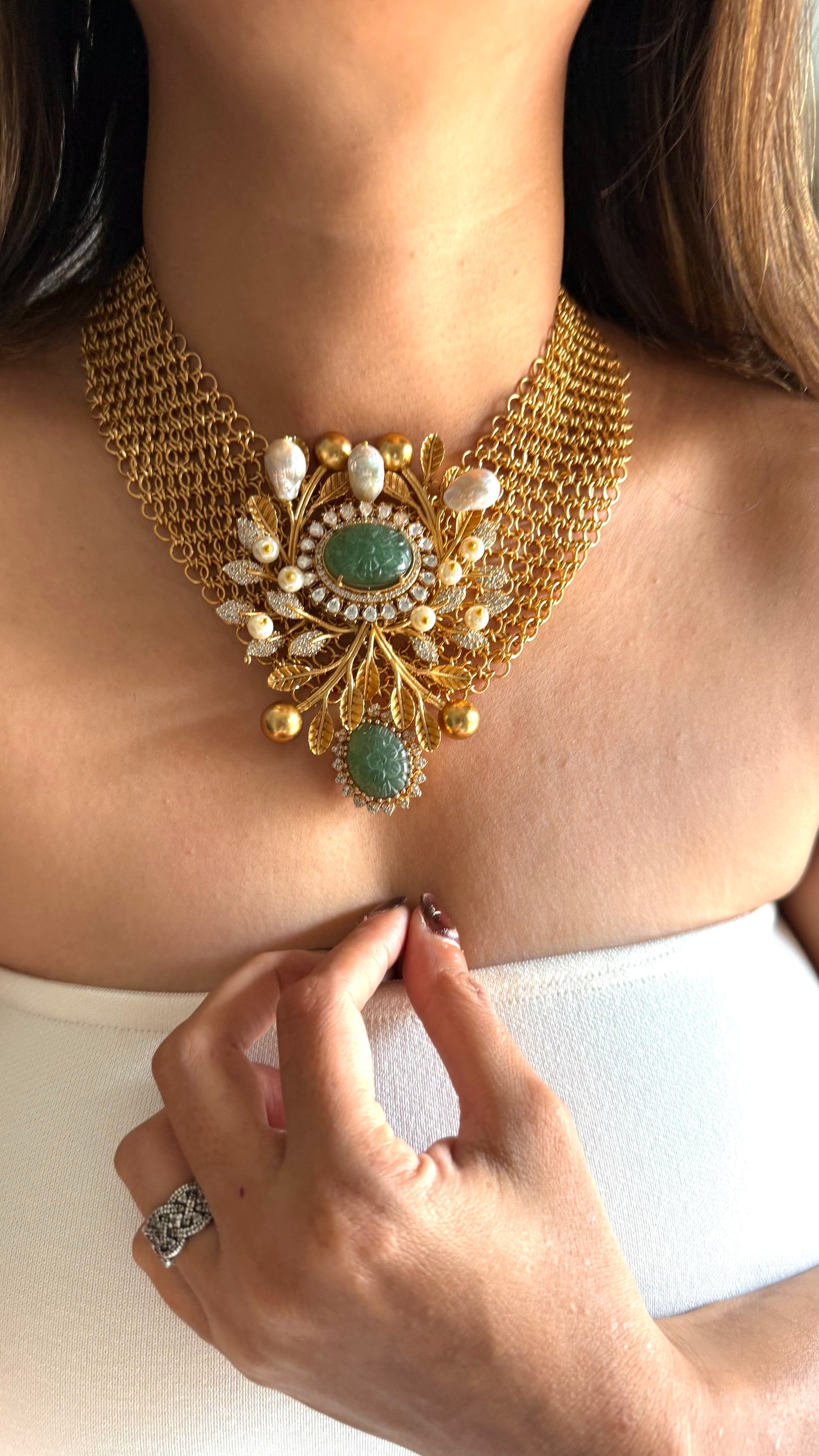 Sabhyasachi inspired mint doublet designer collar set
