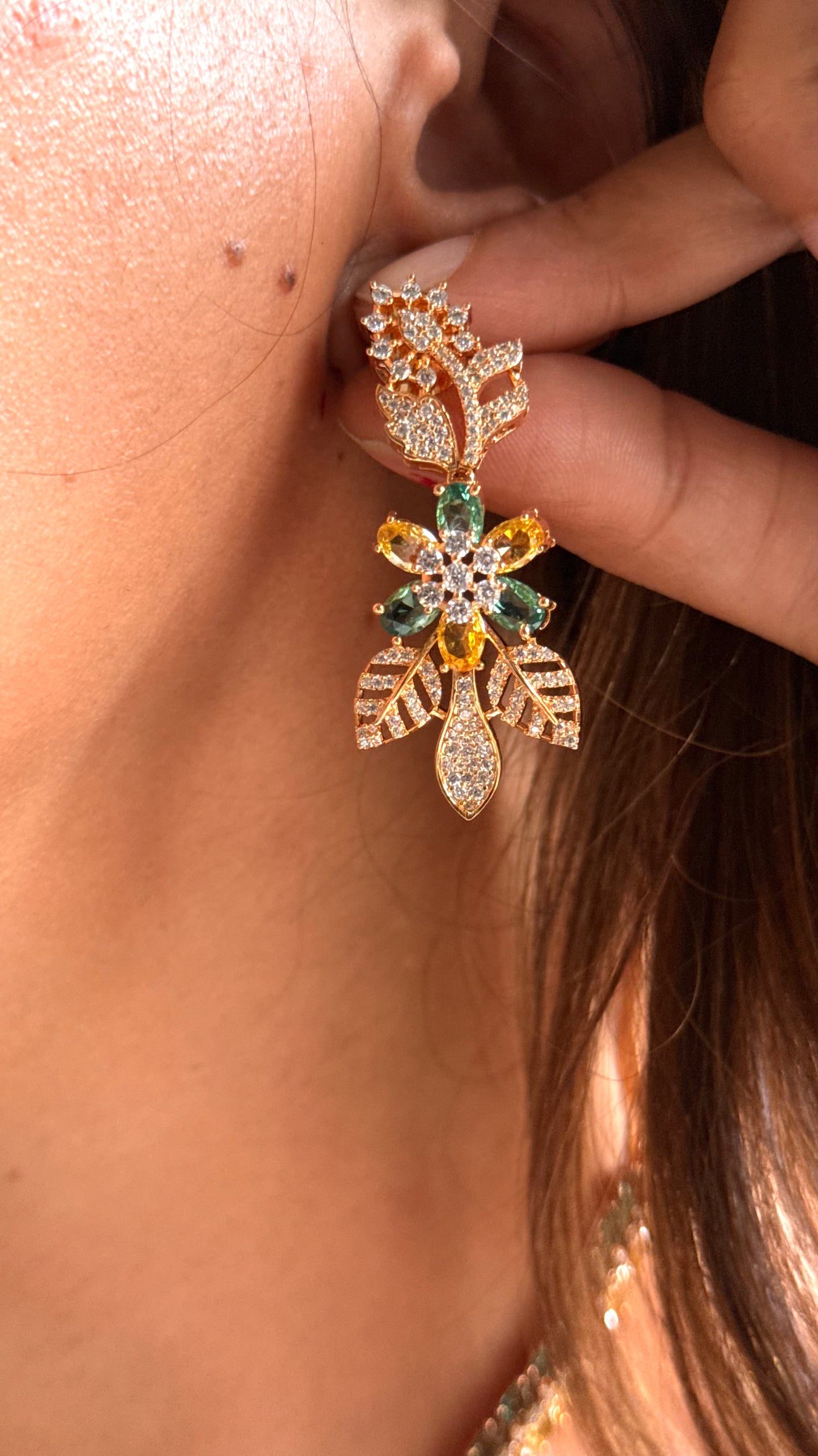 Swarovski emerald & topaz necklace