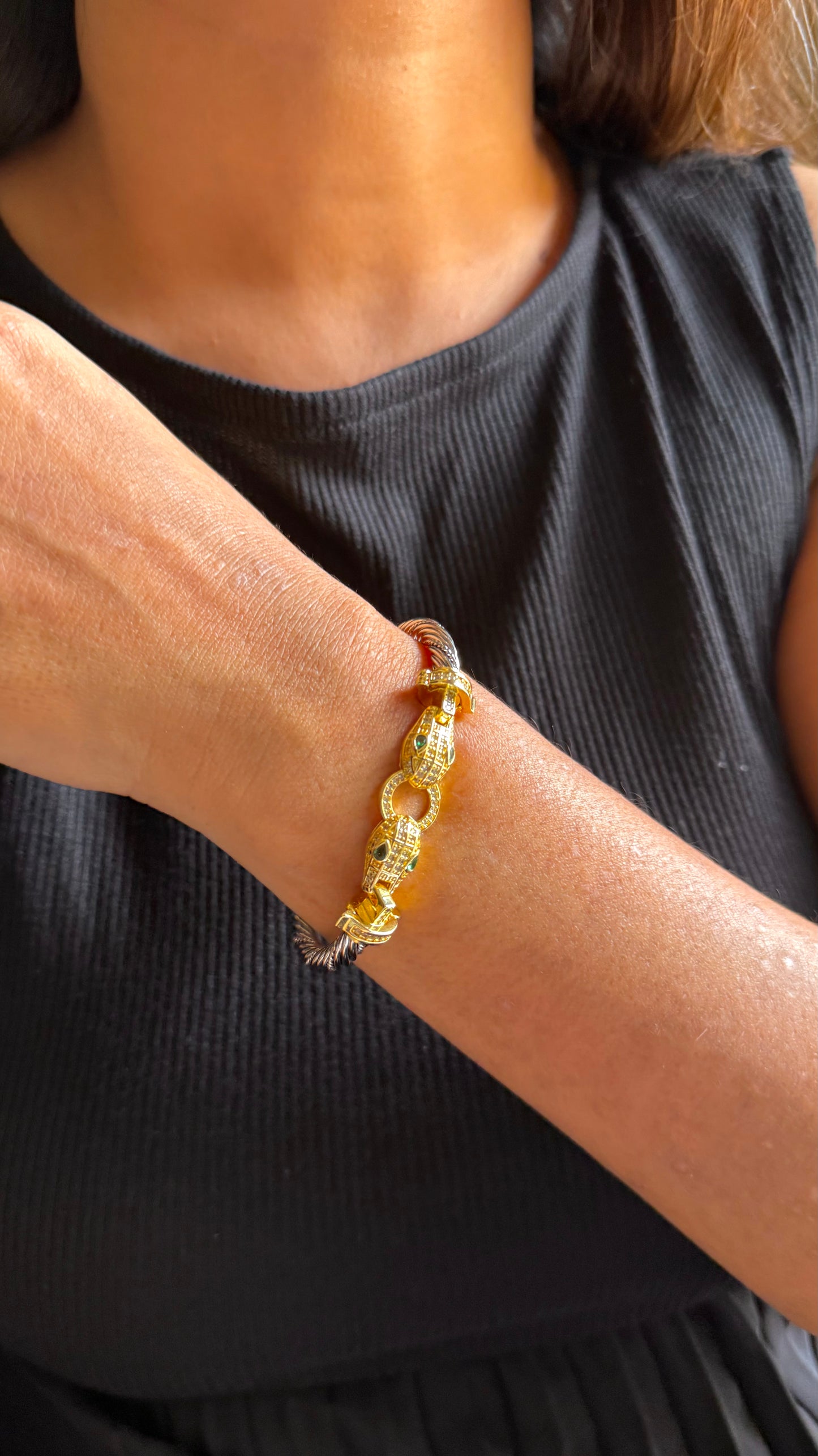 Emerald Eye Panther Link Bracelet