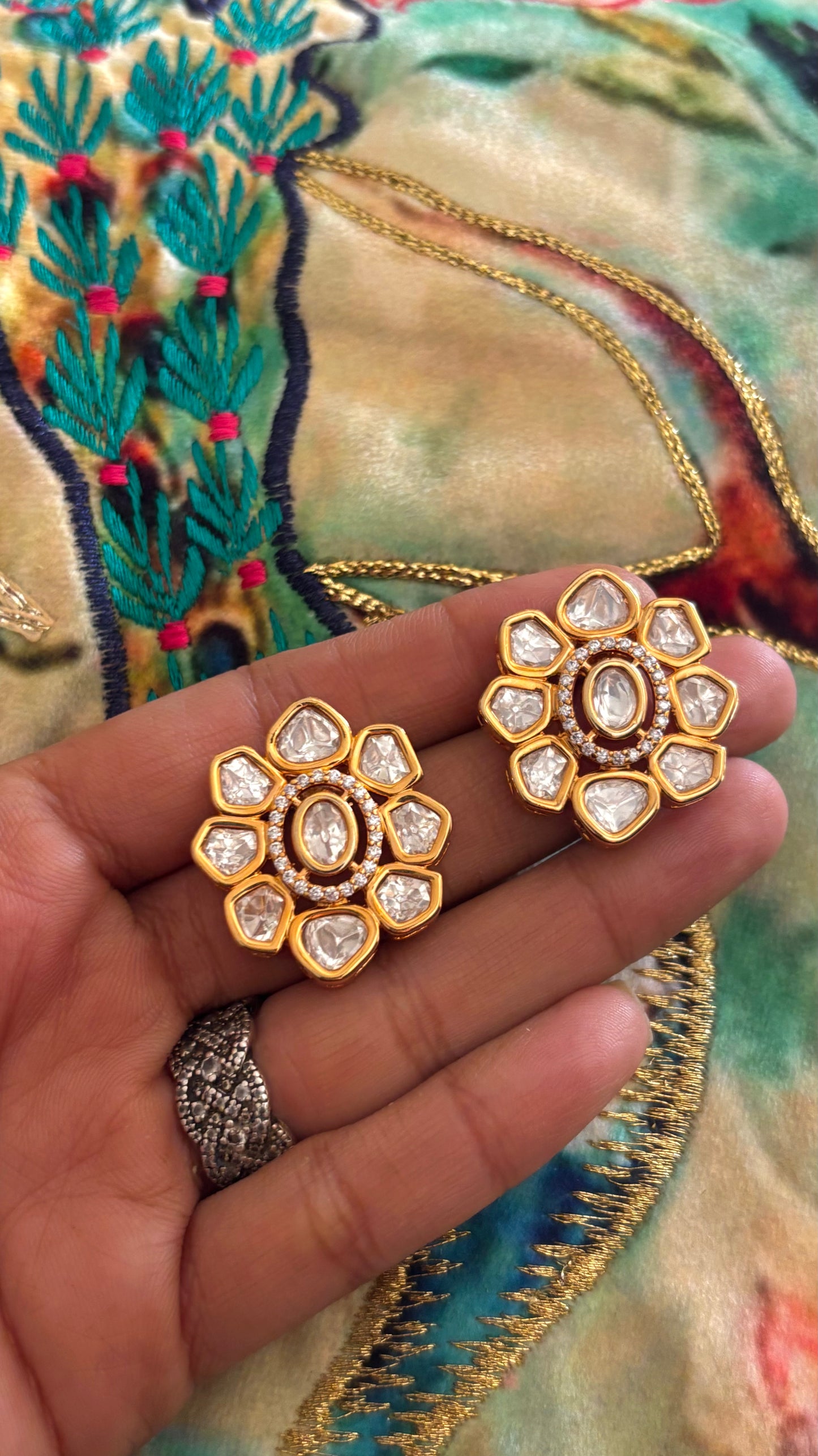 Moissanite polki studs