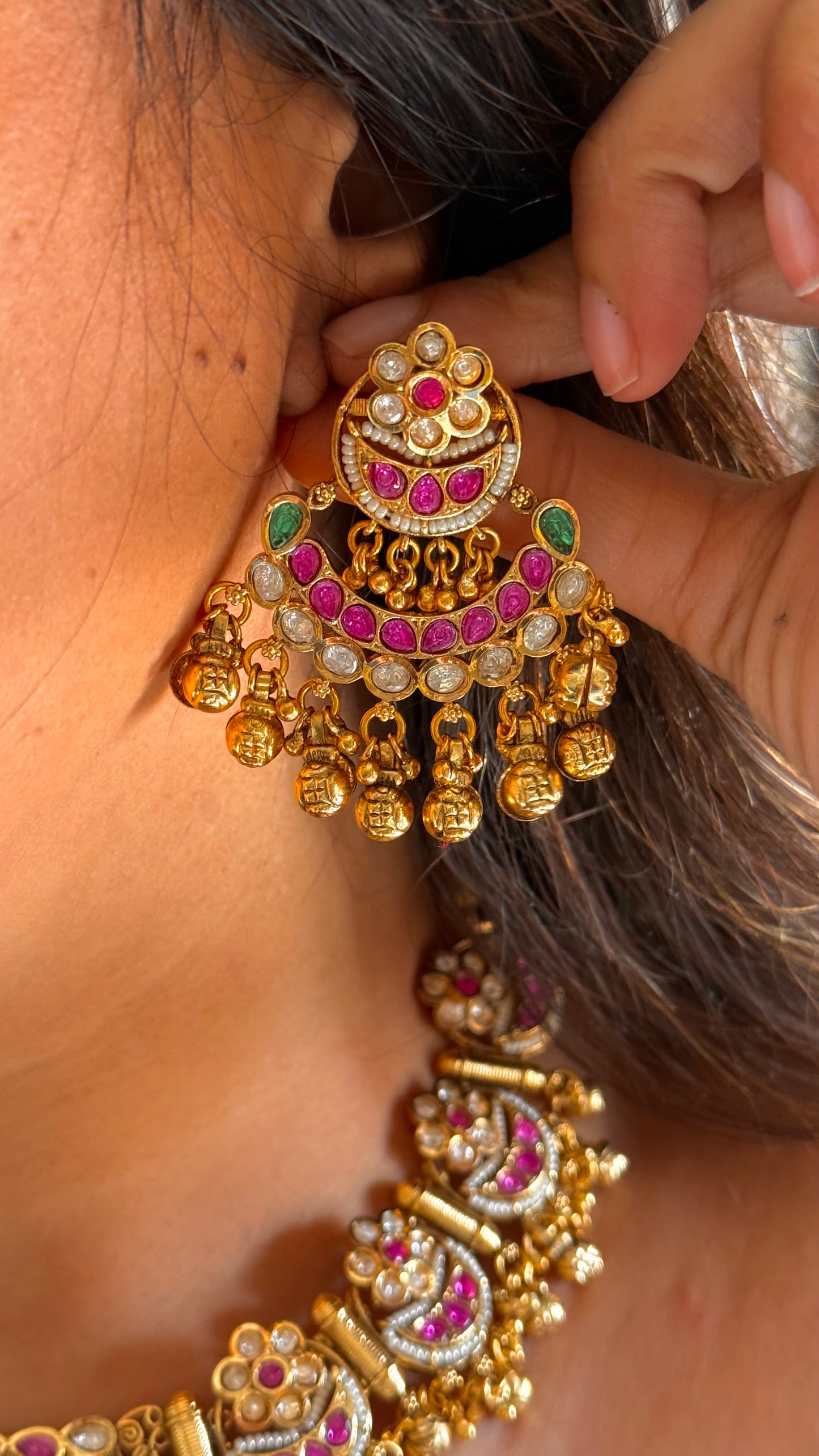 Rajwada inlay work collar necklace