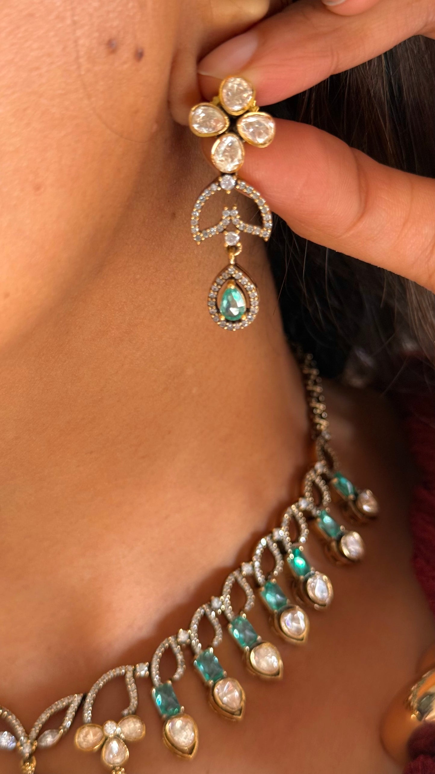 peeli polki mint minimal floral necklace