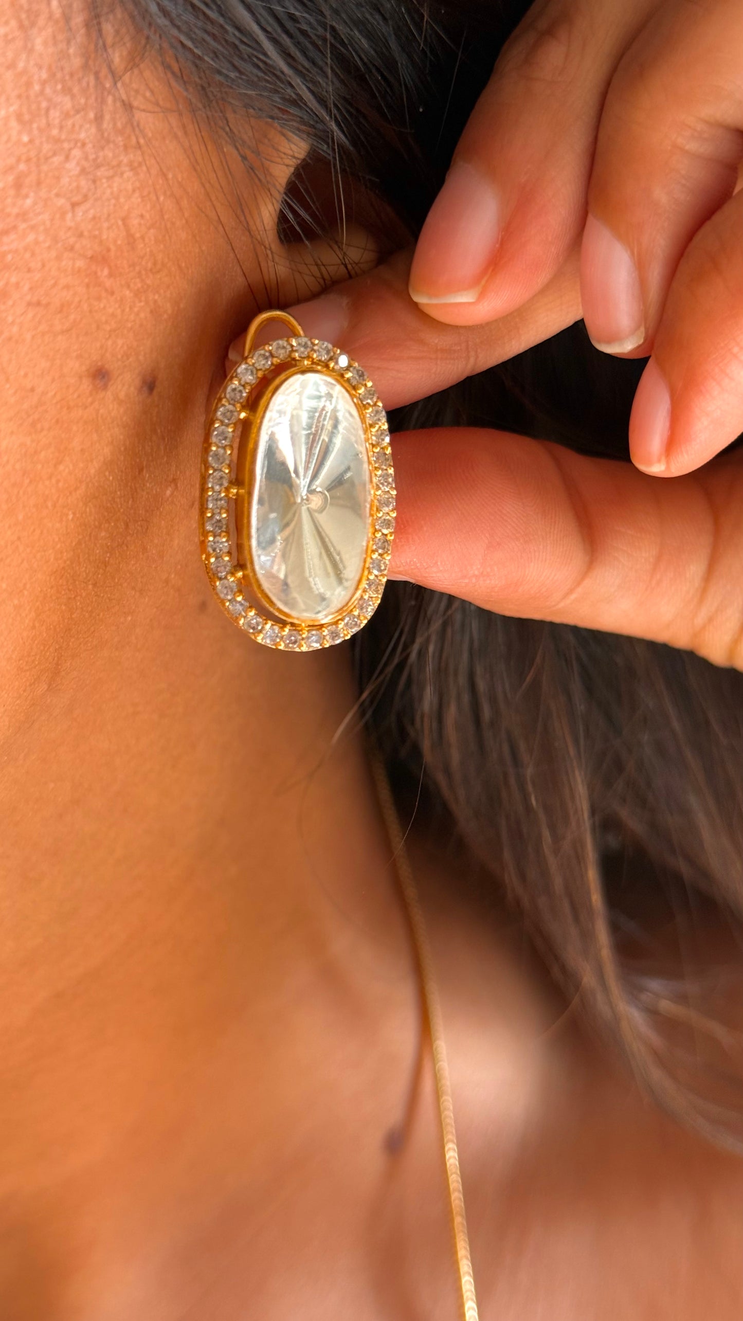 Uncut polki gold pendant set