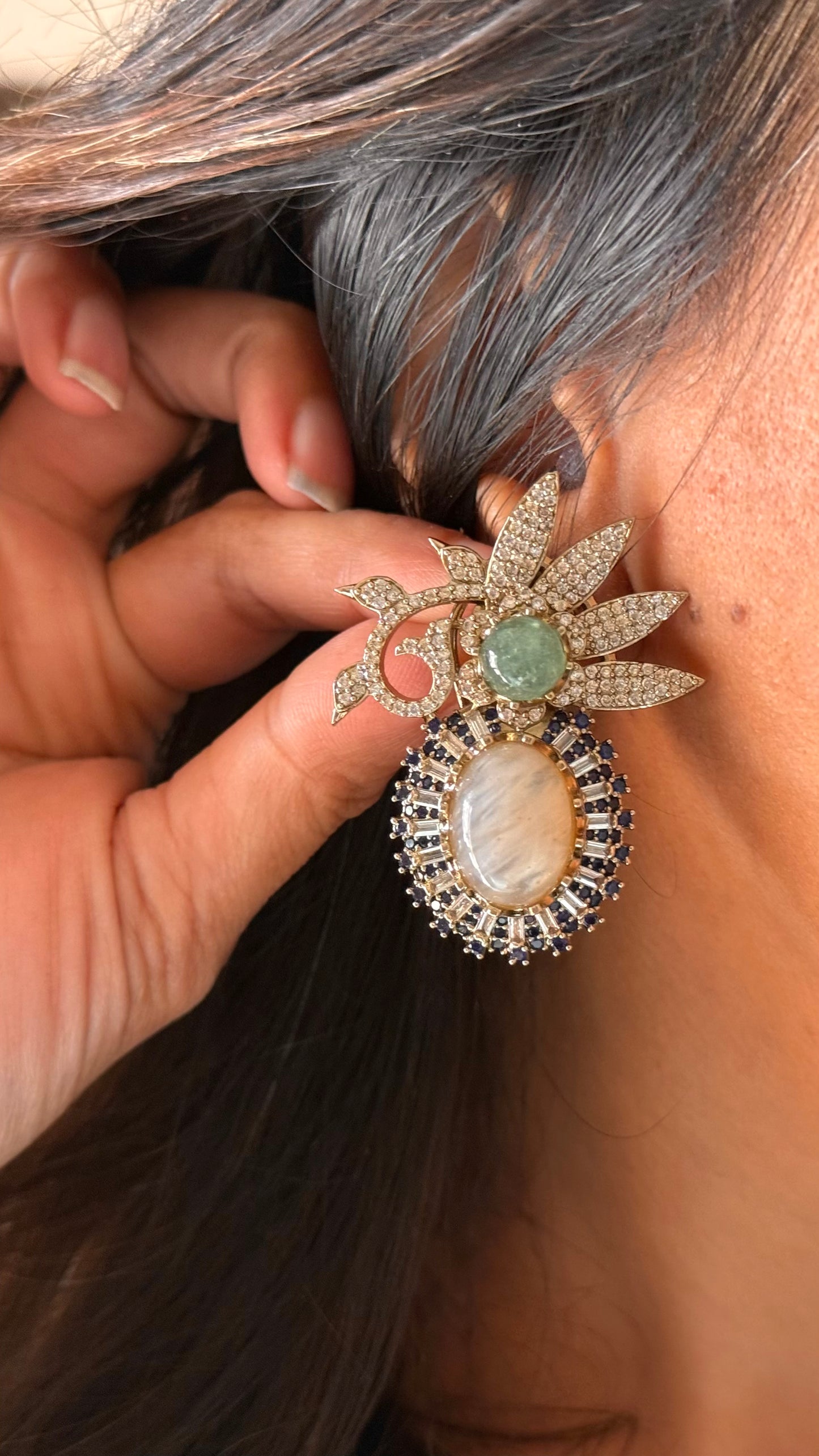 Sabyasachi inspired with natural sone navratna studs