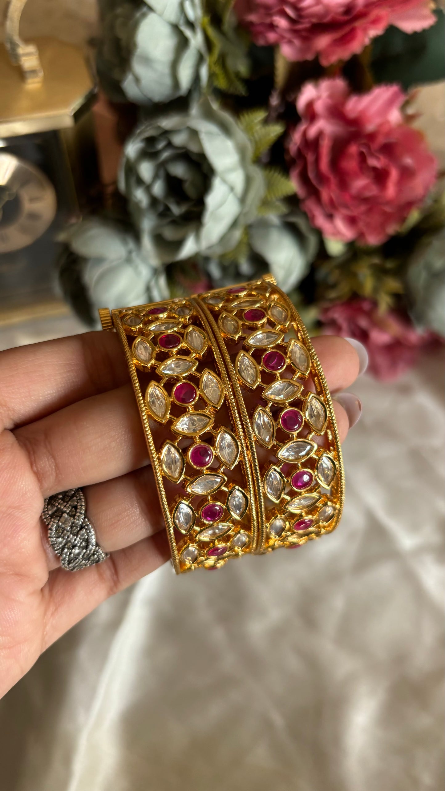 Ruby moissante polki bangles