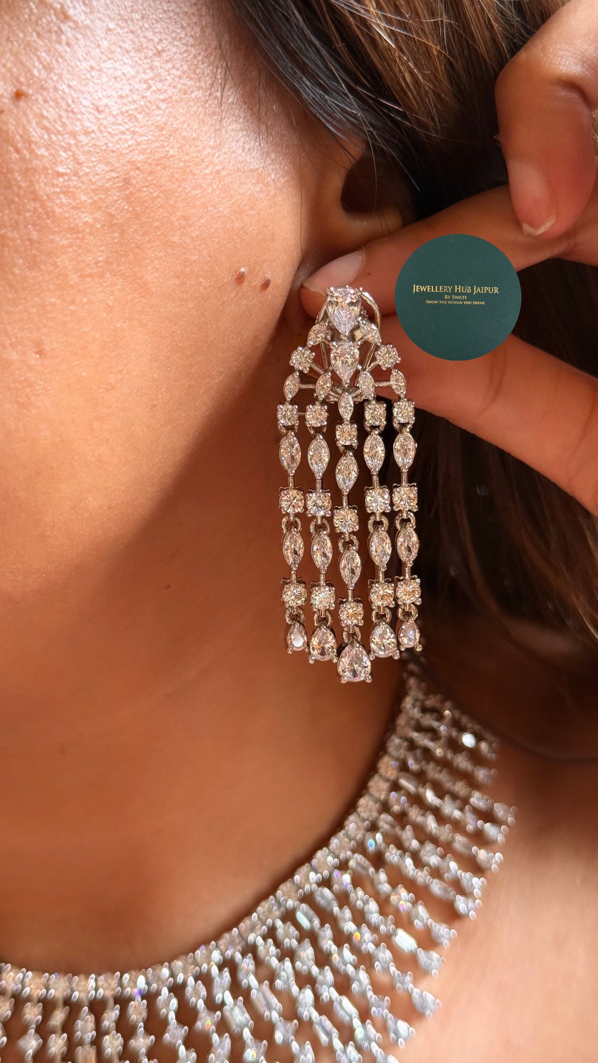 Cz diamond cocktail collar set