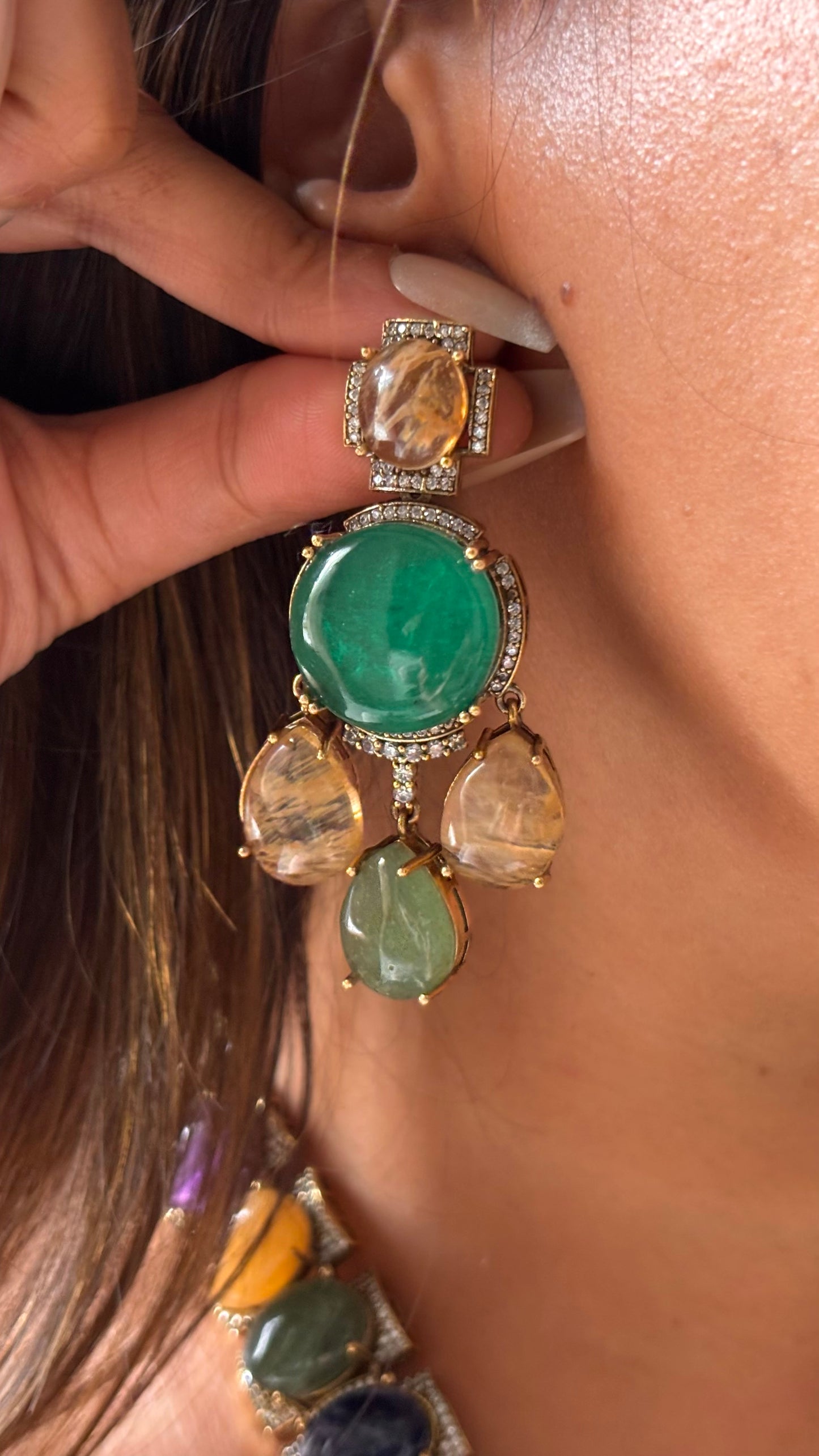 Sabhyasachi inspired multicoloured onyx necklace