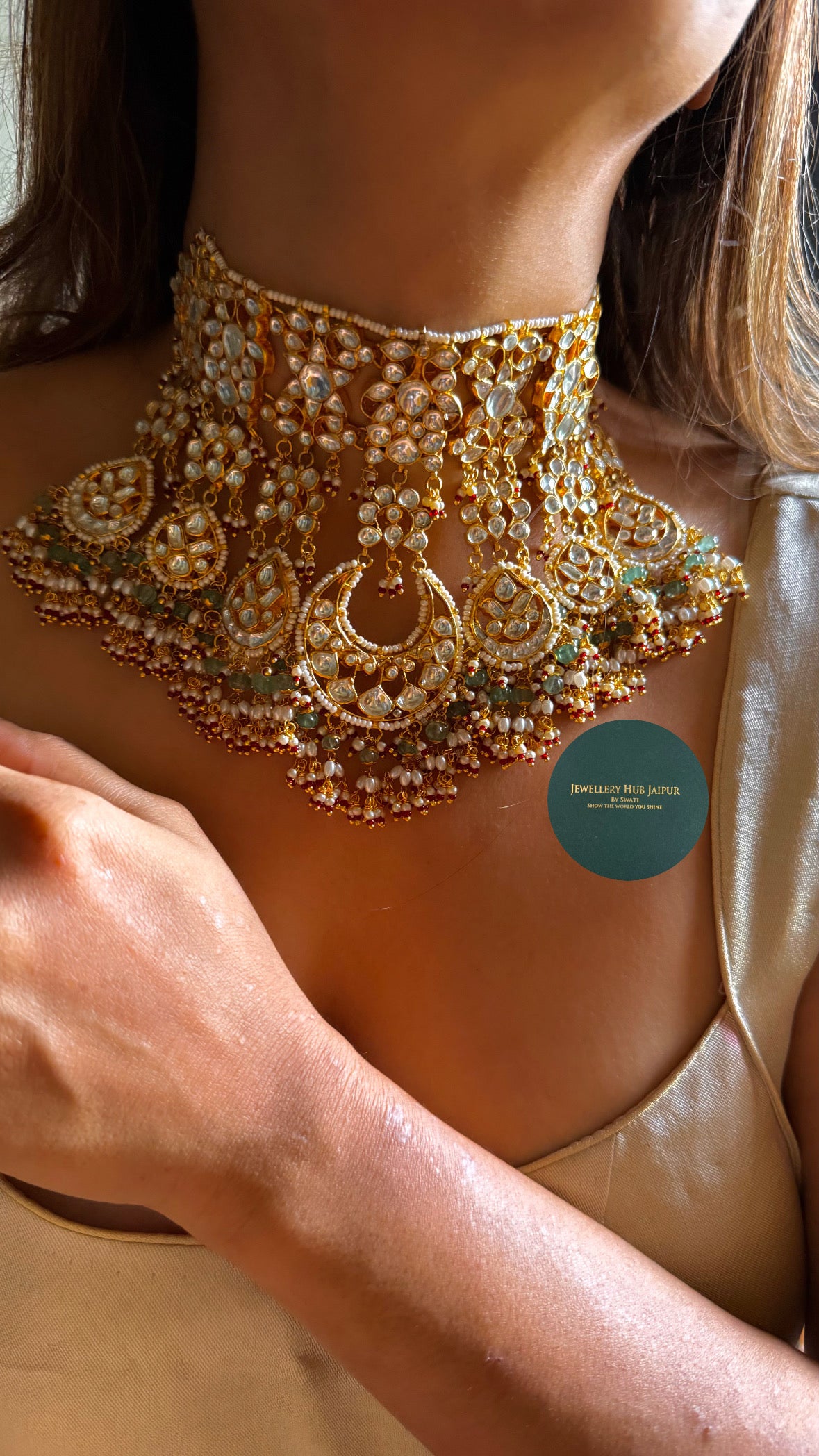 Rangrez paachi Royal heritage bridal paachi Kundan with mint drops