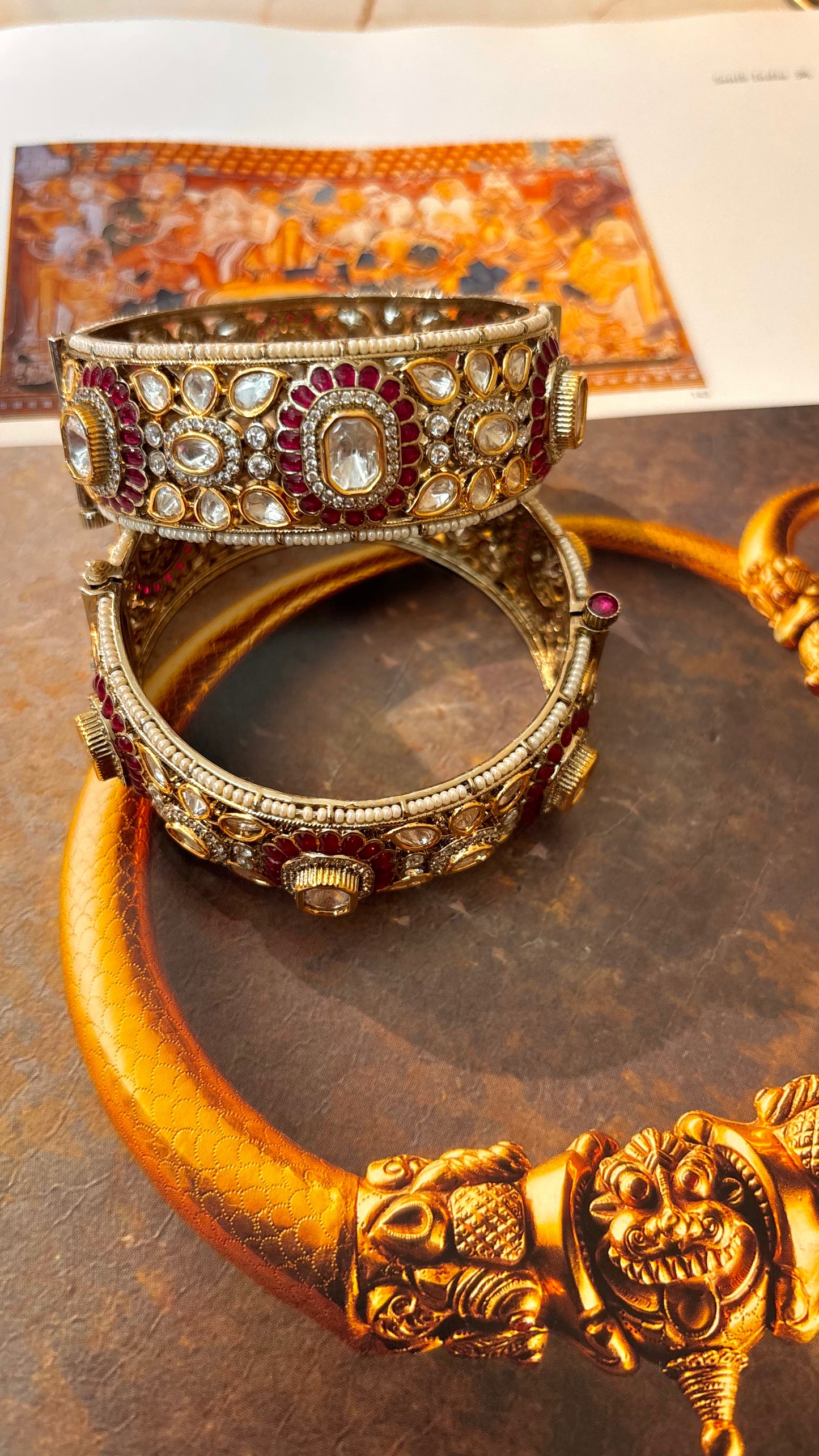 Rubby takkar work victorian bangles (dual polish)